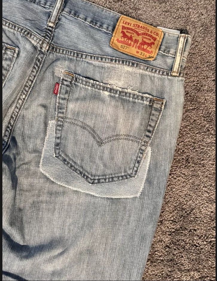 Levi's × Levi's Vintage Clothing × Vintage Levis 527 Slim Bootcut Vintage Distressed Denim Patch Boro Size US 33 - 6 Thumbnail