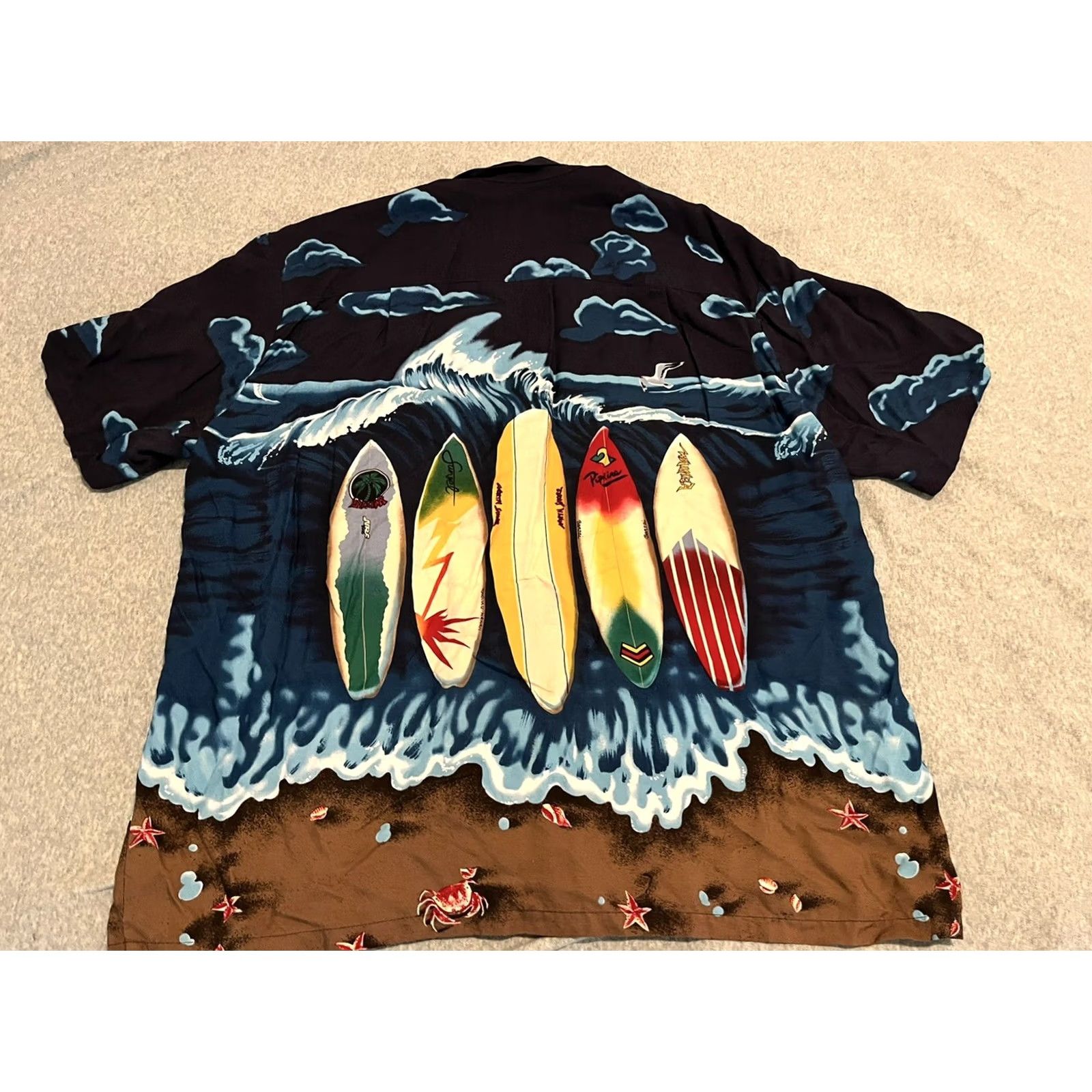 Paradise Found Paradise Found Hawaiian Shirt Surfing Mens 2XL Beach Short Sleeve Button-Up Multicolor Rayon Size US XXL / EU 58 / 5 - 4 Thumbnail