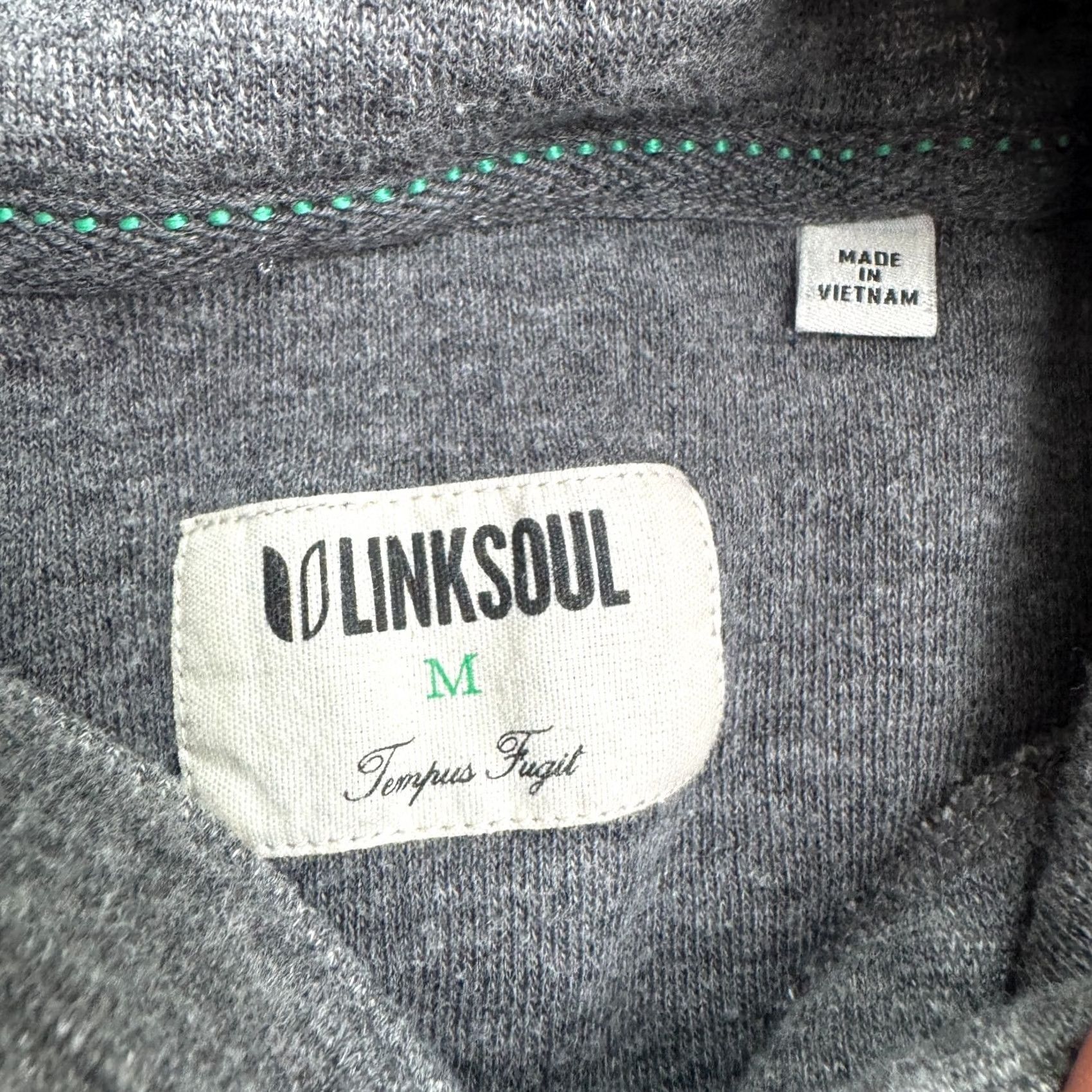 Vintage Linksoul Tempus Fugit Pullover Sweatshirt Mens M Gray Heathered Casual Knit, Regular Fit, All Seasons, Cotton Blend, Logo, Vintage: No Size M / US 6-8 / IT 42-44 - 7 Thumbnail