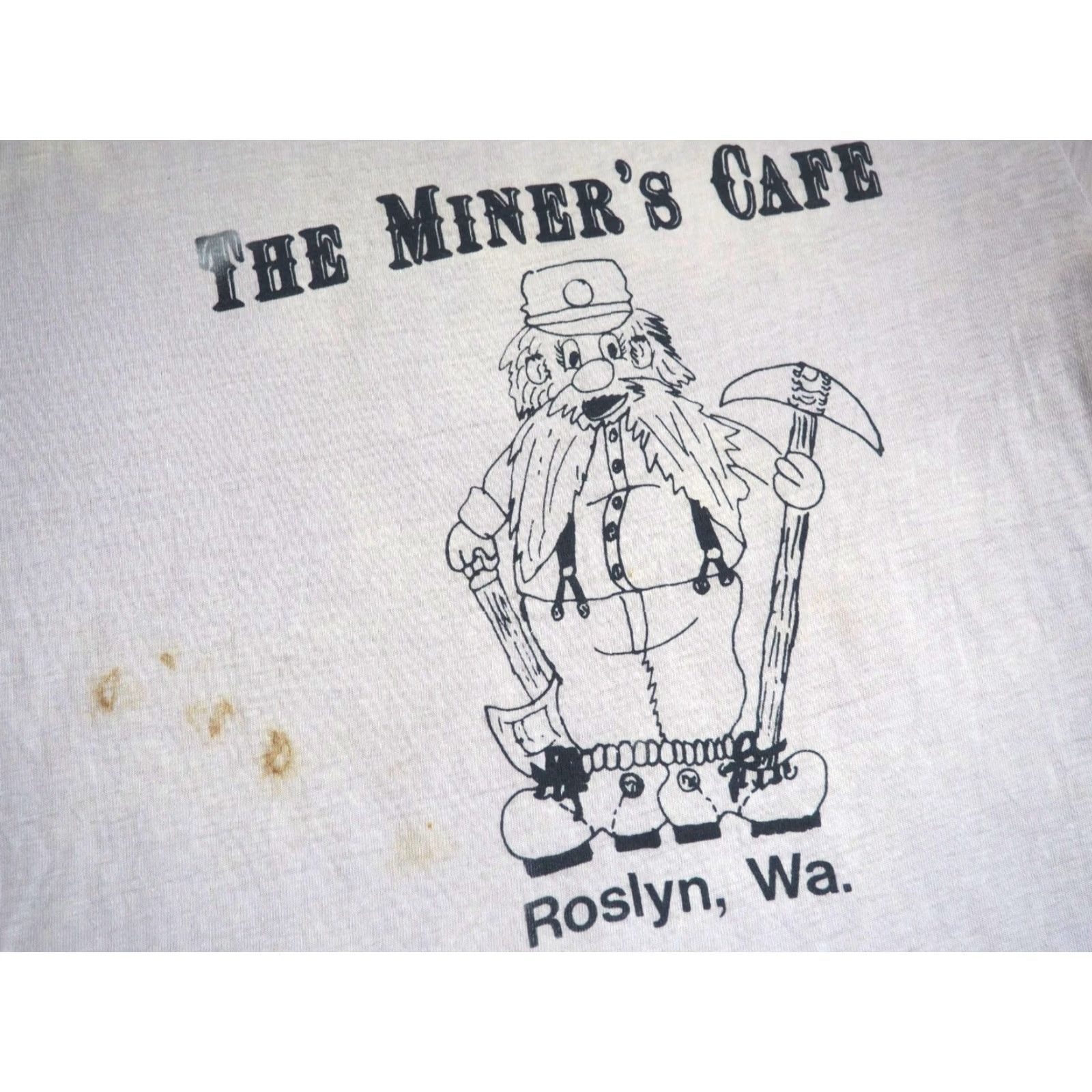 Hanes VTG 70s Hanes Miner's Cafe Roslyn WA PNW Distress Grunge Gray Tee T-Shirt M Mens Short Sleeve Graphic Tee Cotton Gray 1970s Hanes Shirt Grunge Mens Size US M / EU 48-50 / 2 - 5 Thumbnail