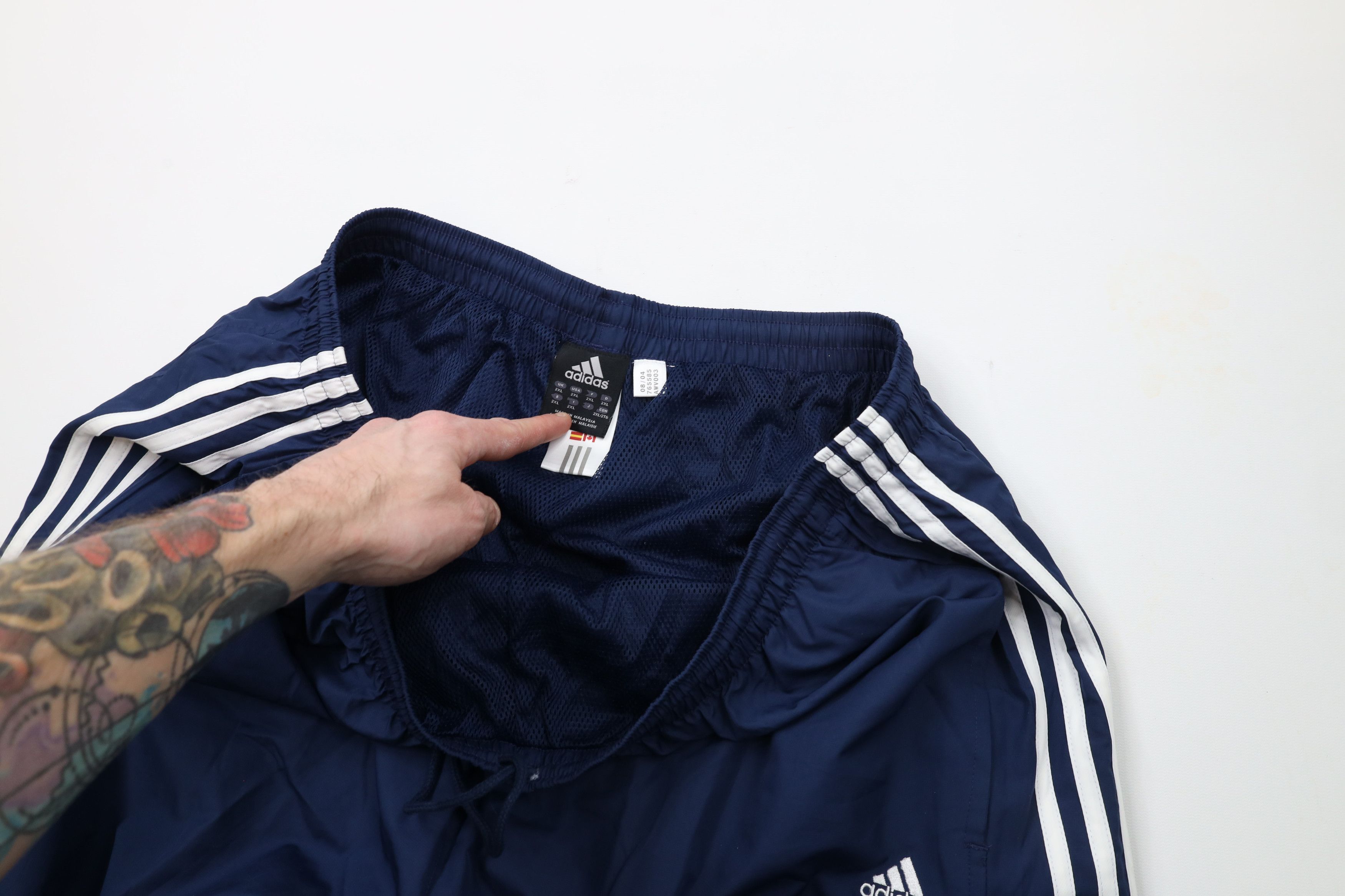Adidas × Vintage Vintage Y2K 2004 Adidas Striped Lined Wide Leg Pants Blue Size US 40 / EU 56 - 8 Thumbnail