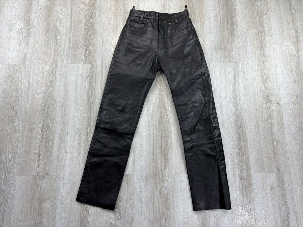 Genuine Leather × Leather × Vintage Womens biker motorcycle leather pants Jacques Cousto Size 31 Size 24" / US 00 / IT 34 - 1 Thumbnail
