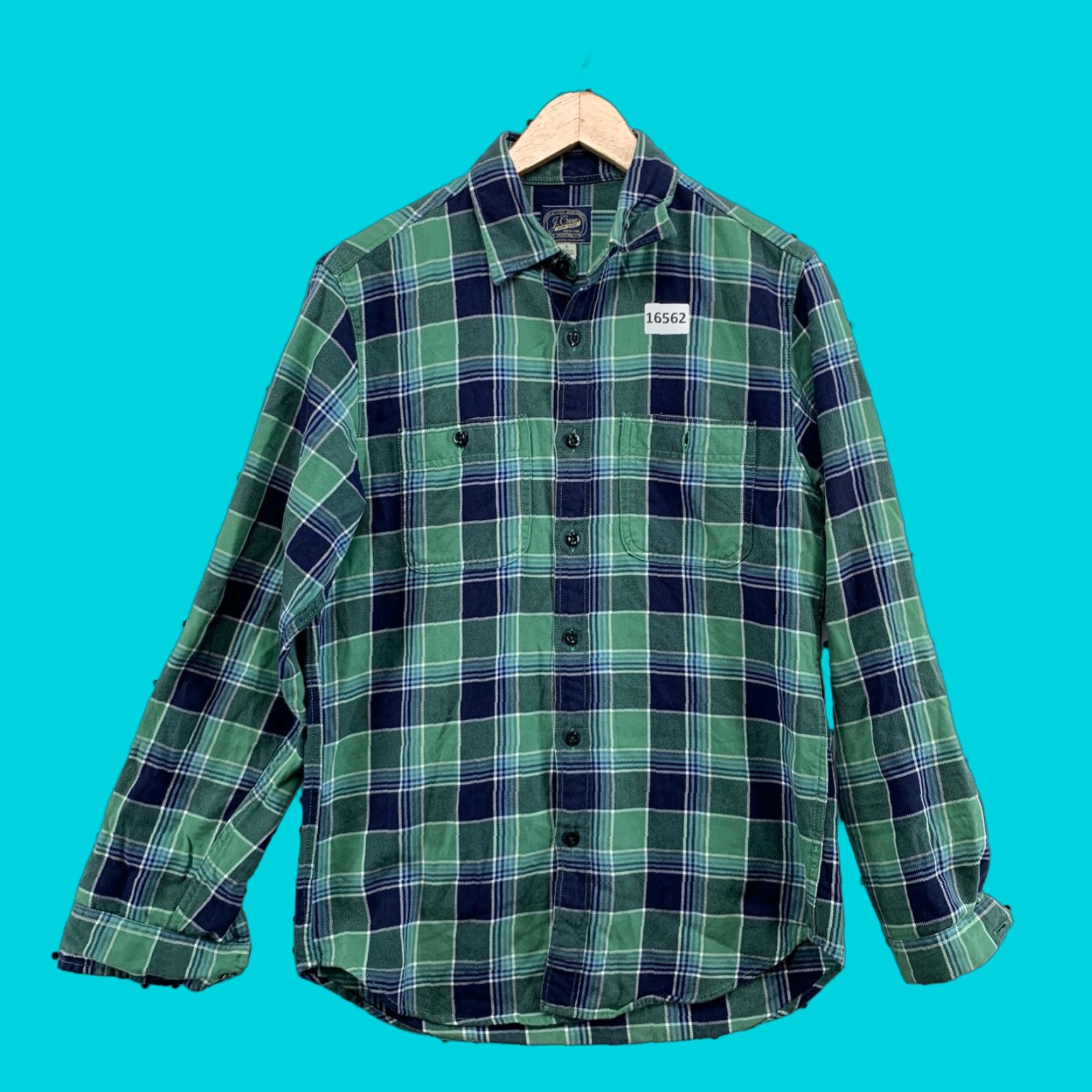 J.Crew J.CREW Button-Up Shirt Plaid Long Sleeve Mens Small Green Flannel Shirt - Regular Fit, Collar A-line, Vintage Inspired? Size US S / EU 44-46 / 1 - 1 Thumbnail