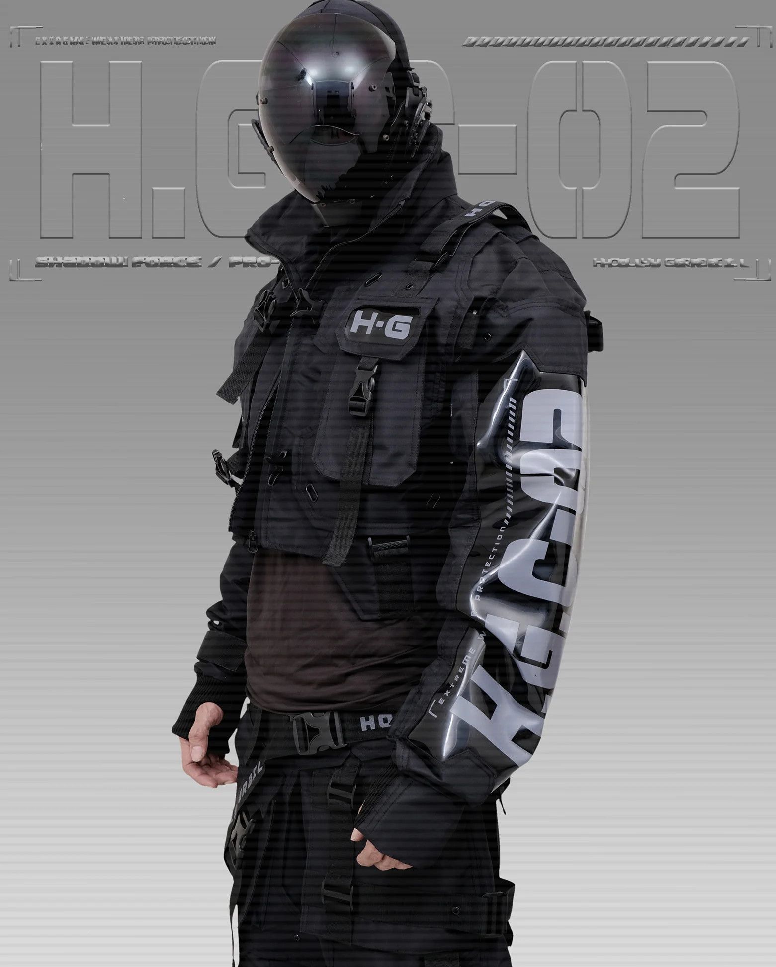 Hi Tec H-G JACKET CROP "SHADOW FORCE" TECHWEAR CYBERPUNK HOLYGRAIL Size US L / EU 52-54 / 3 - 7 Thumbnail