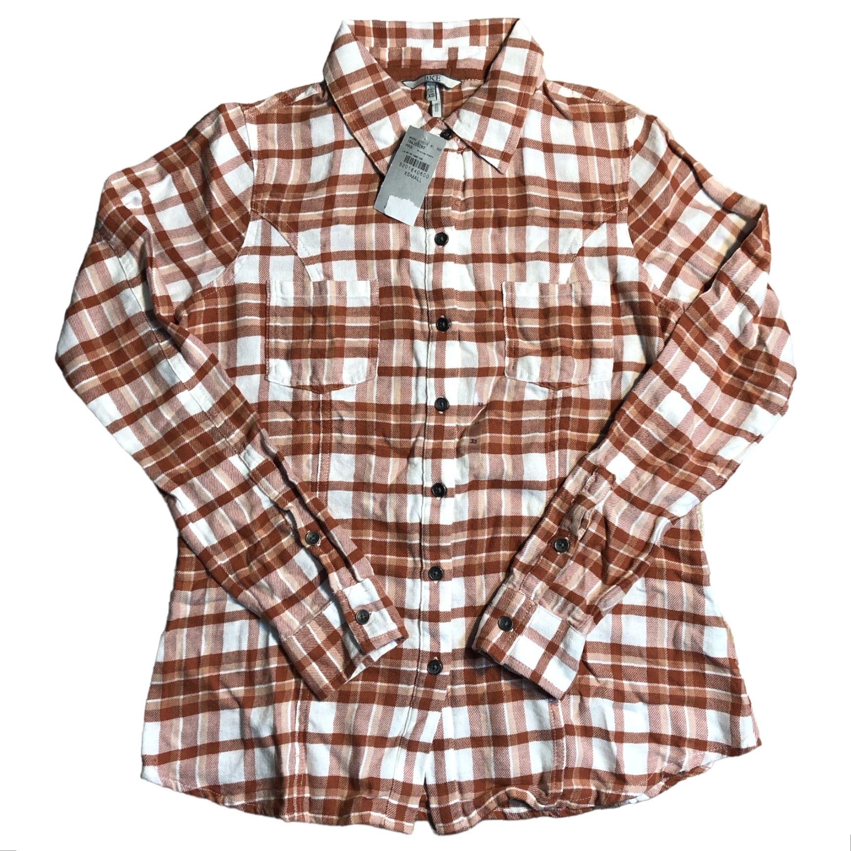 BKE BKE Womens Shirt XS Multicolor Plaid Long Sleeve Button-Up 100% Cotton Flannel Casual Size XS / US 0-2 / IT 36-38 - 2 Thumbnail