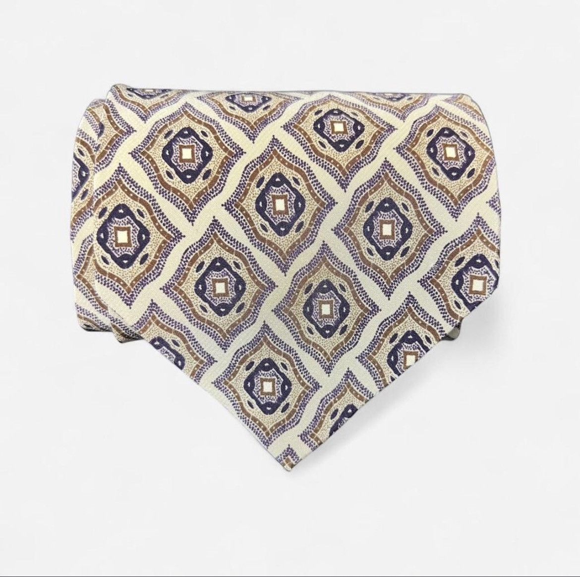 Giorgio Armani Giorgio Armani Cravatte 100% Silk Tie Beige Brown Geometric Size ONE SIZE - 1 Thumbnail