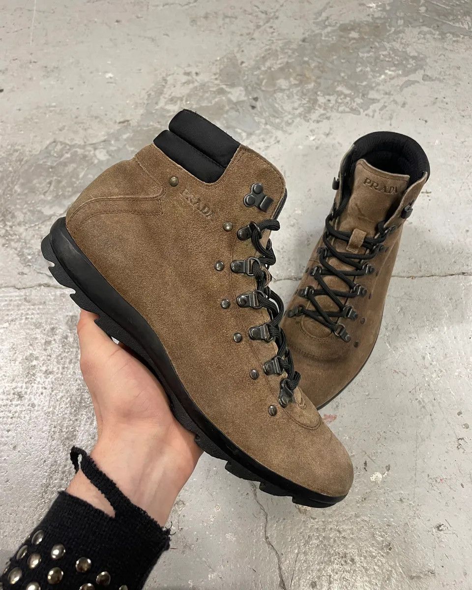 Prada 2000s Prada Brown Suede Leather High Shoes Size US 7 / EU 40 - 1 Thumbnail