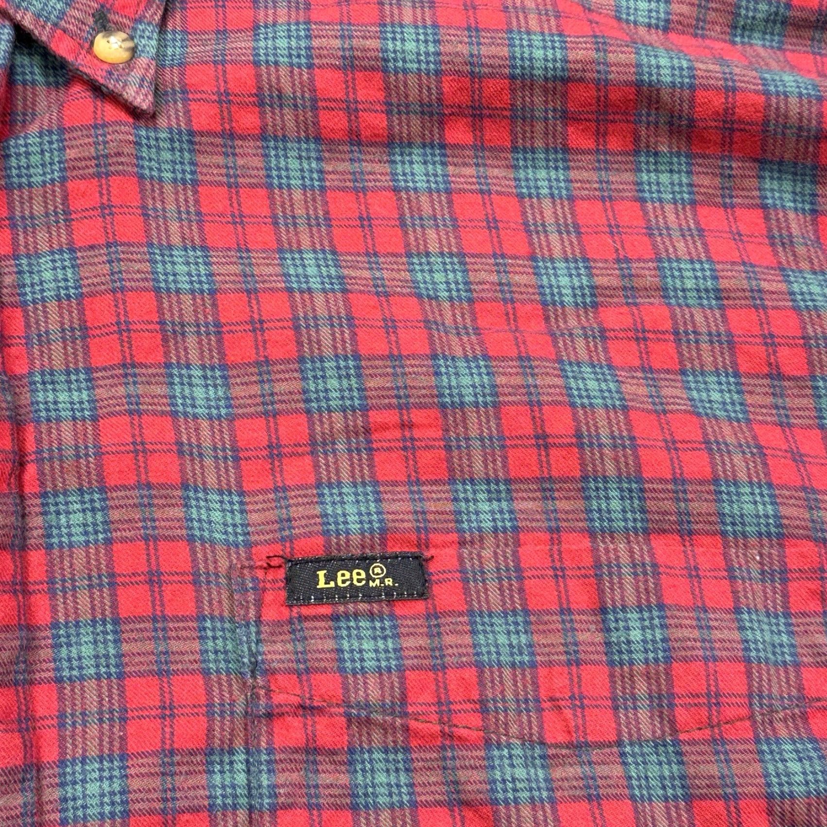 Lee VINTAGE Lee Union Made Button-Up Plaid Shirt Mens Large Red 80s Sanforized Cotton Flannel Size US M / EU 48-50 / 2 - 3 Thumbnail
