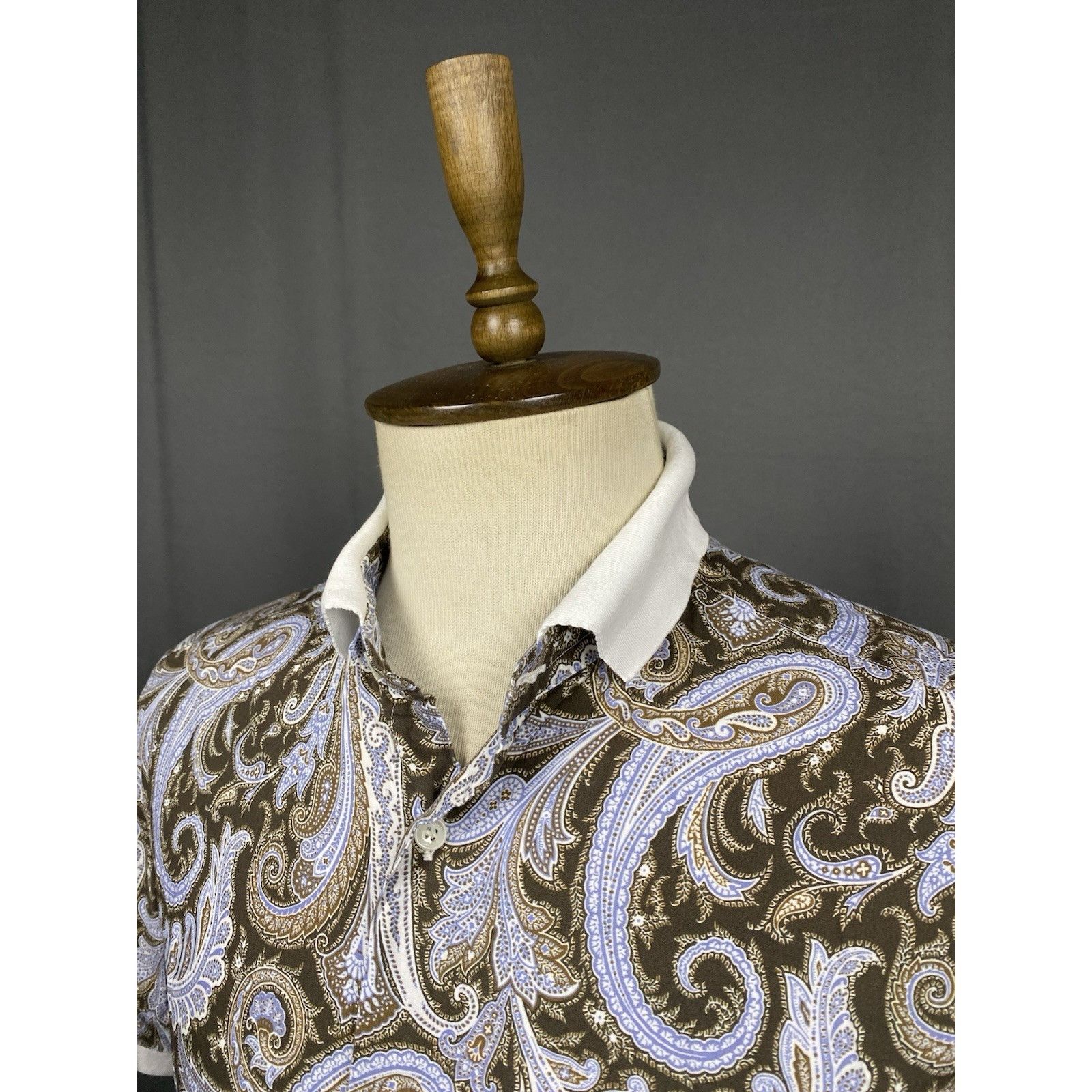 Brioni Brioni Men's Multicolor Blue Paisley Shortsleeve Shirt Size Size US XL / EU 56 / 4 - 5 Thumbnail