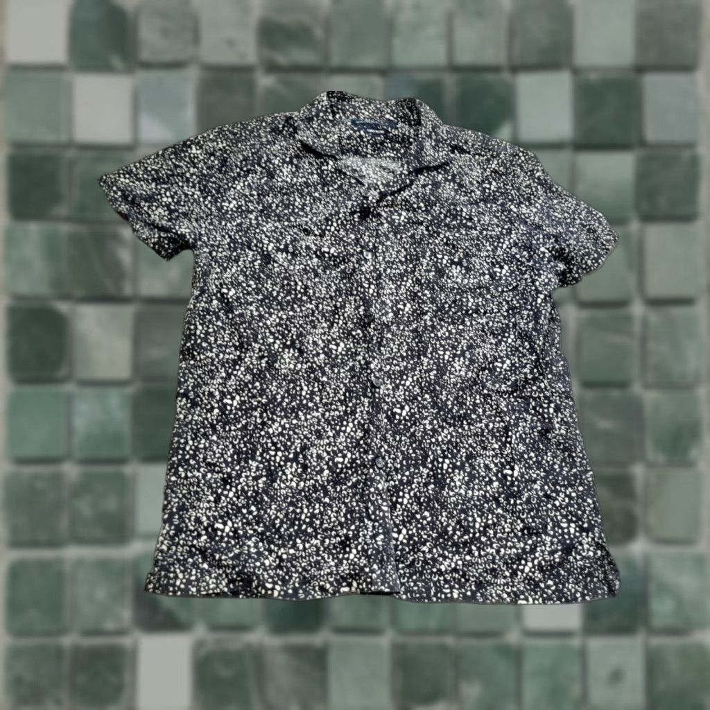 Abercrombie & Fitch Abercrombie & Fitch Top Womens M Blue Collared Linen Short Sleeve Blouse Size M / US 6-8 / IT 42-44 - 1 Thumbnail
