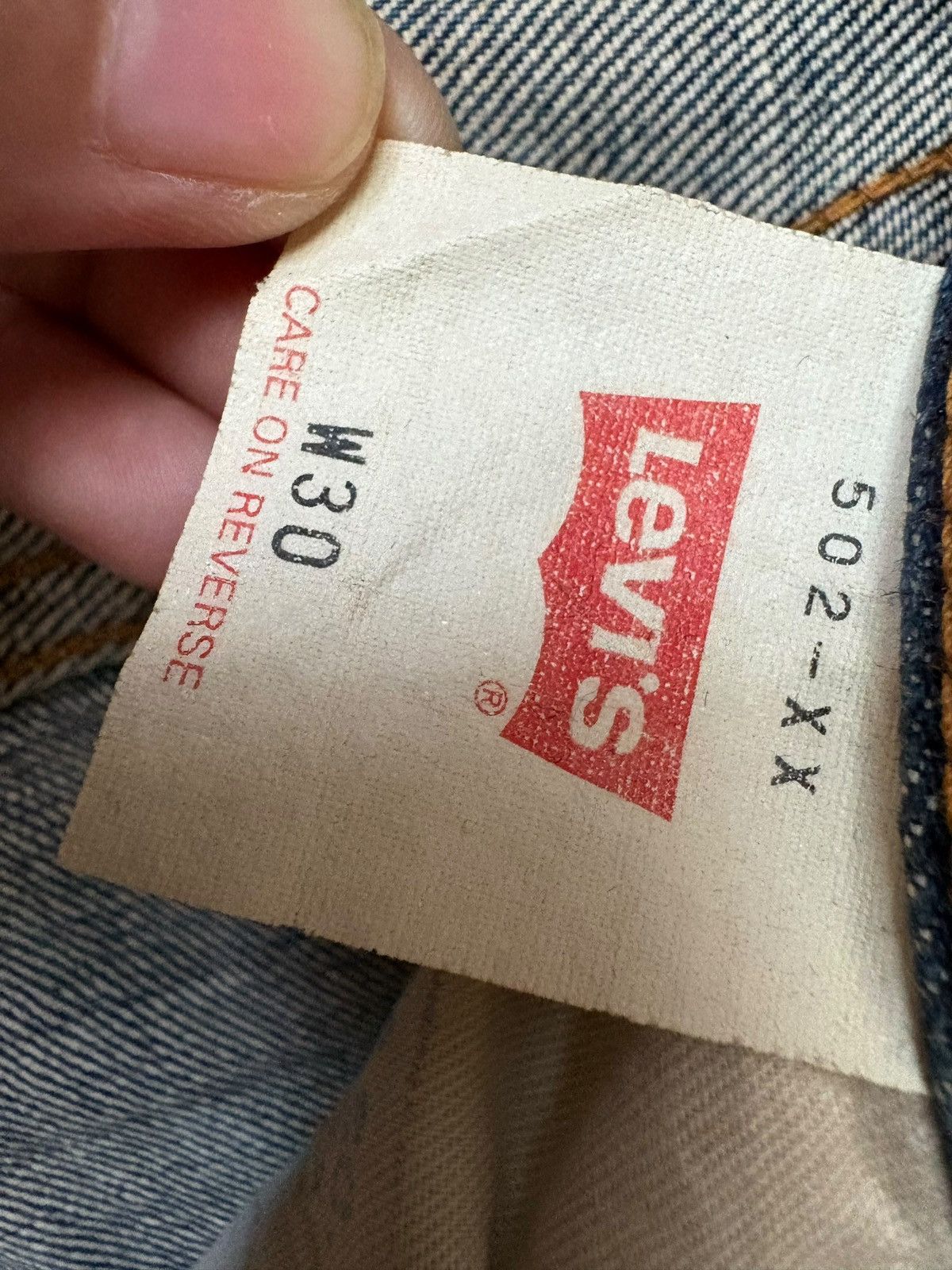 Levi's Vintage 80s Levis 502 Big E Selvedge Rusty Wash Baggy Jean Size US 30 / EU 46 - 11 Thumbnail