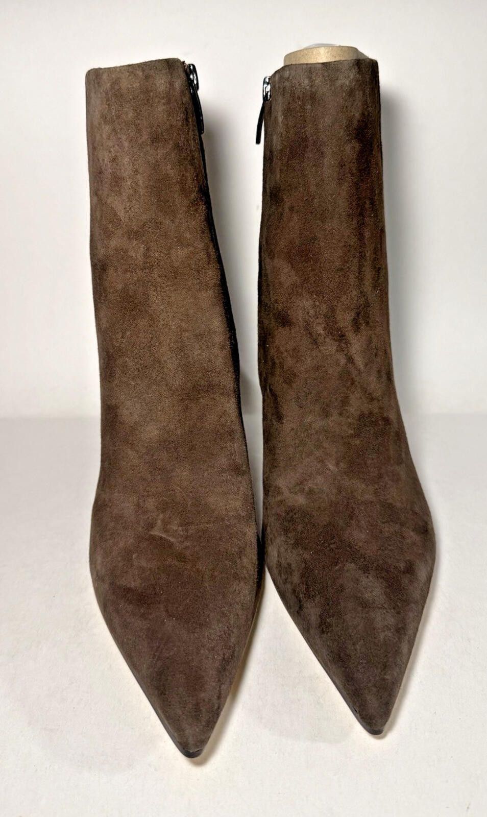 Nine West NINE WEST Ariza Tapered Block Heel Booties Zip Dark Brown Size US 8 / IT 38 - 2 Thumbnail