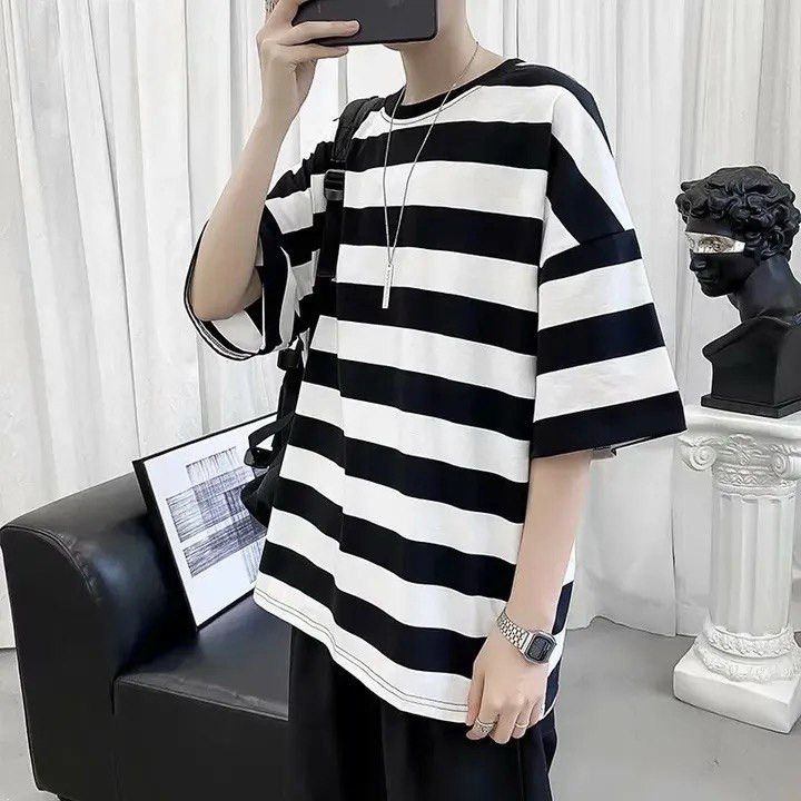 Japanese Brand × Vintage black-and-white striped short-sleeve T-shirt. Size US M / EU 48-50 / 2 - 3 Thumbnail