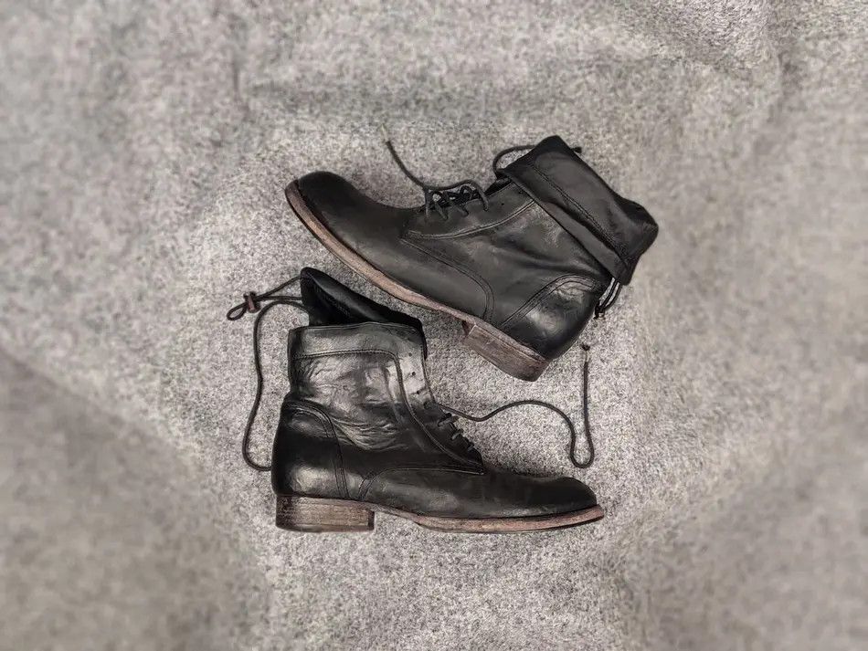 Vintage Vintage Guidi Style lace up Black Leather ankle Boots Size US 7 / IT 37 - 1 Thumbnail