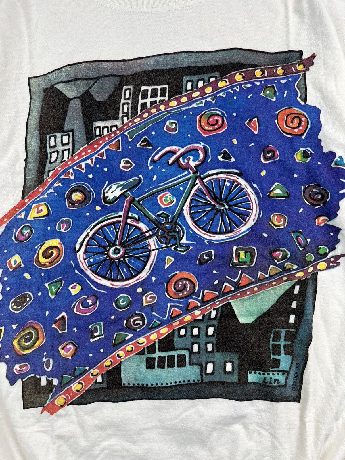 Vintage Vintage 90s Single Stitch Artist Art Cycle Designer Y2K Tee Size US L / EU 52-54 / 3 - 5 Thumbnail