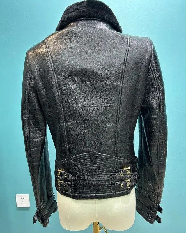 Versace Versace Black Leather Jacket with Faux Fur Collar . Size M / US 6-8 / IT 42-44 - 2 Thumbnail