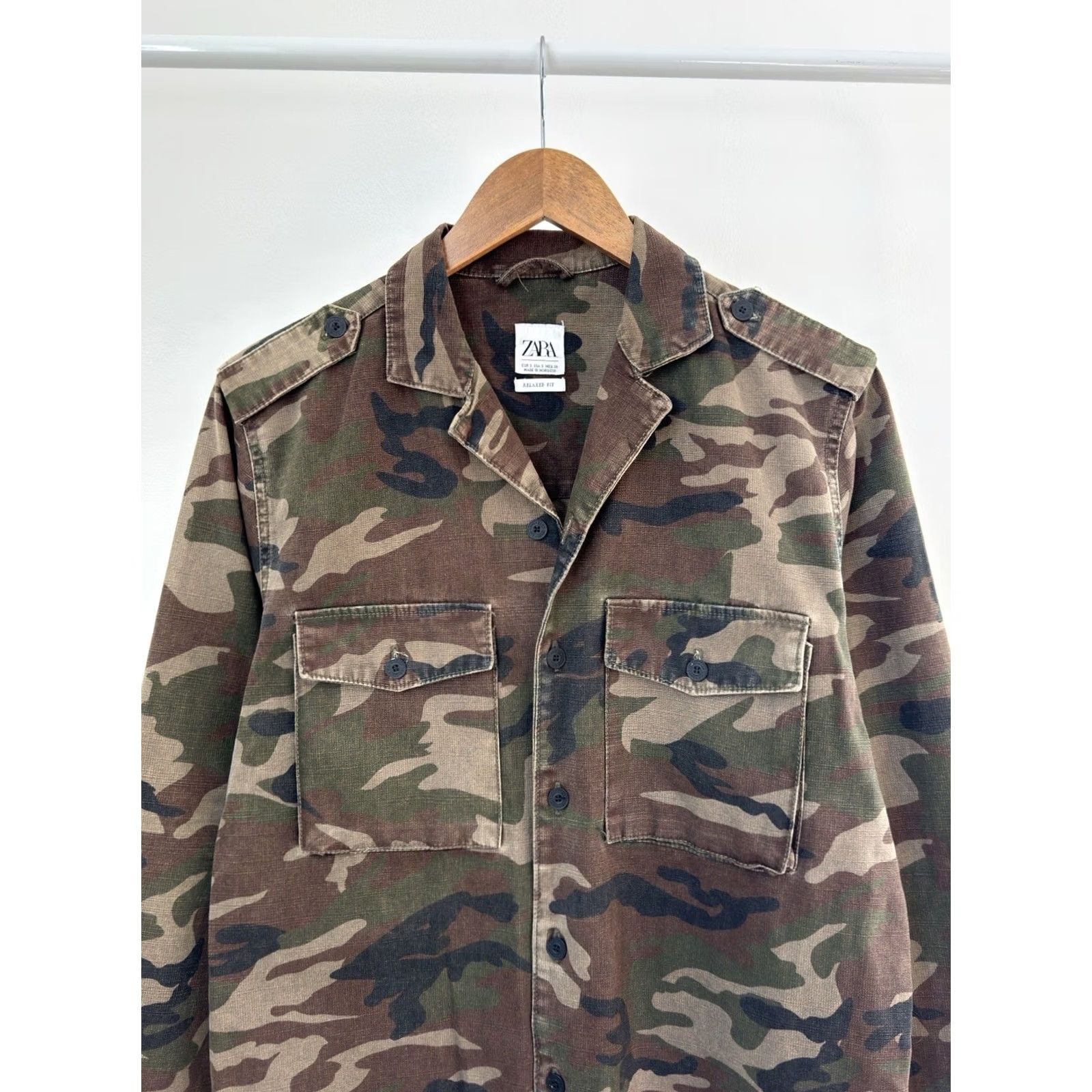 Zara VINTAGE Zara Military Camo Denim Jacket Shirt S Men Cotton Camouflage Zip Jacket 80s 90s Vintage Streetwear Size US S / EU 44-46 / 1 - 3 Thumbnail