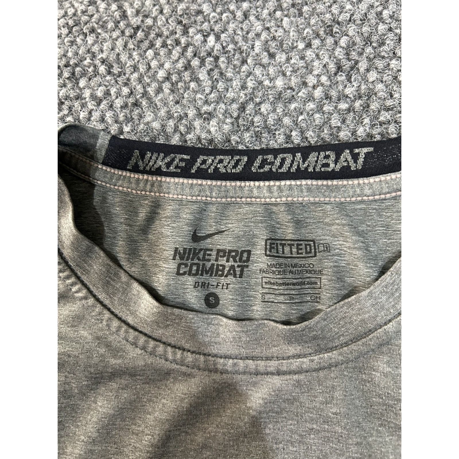 Nike Nike Pro Combat Shirt Mens S Gray Long Sleeve Dri-FIT Fitted Athletic Gym Shirt Size US S / EU 44-46 / 1 - 5 Thumbnail