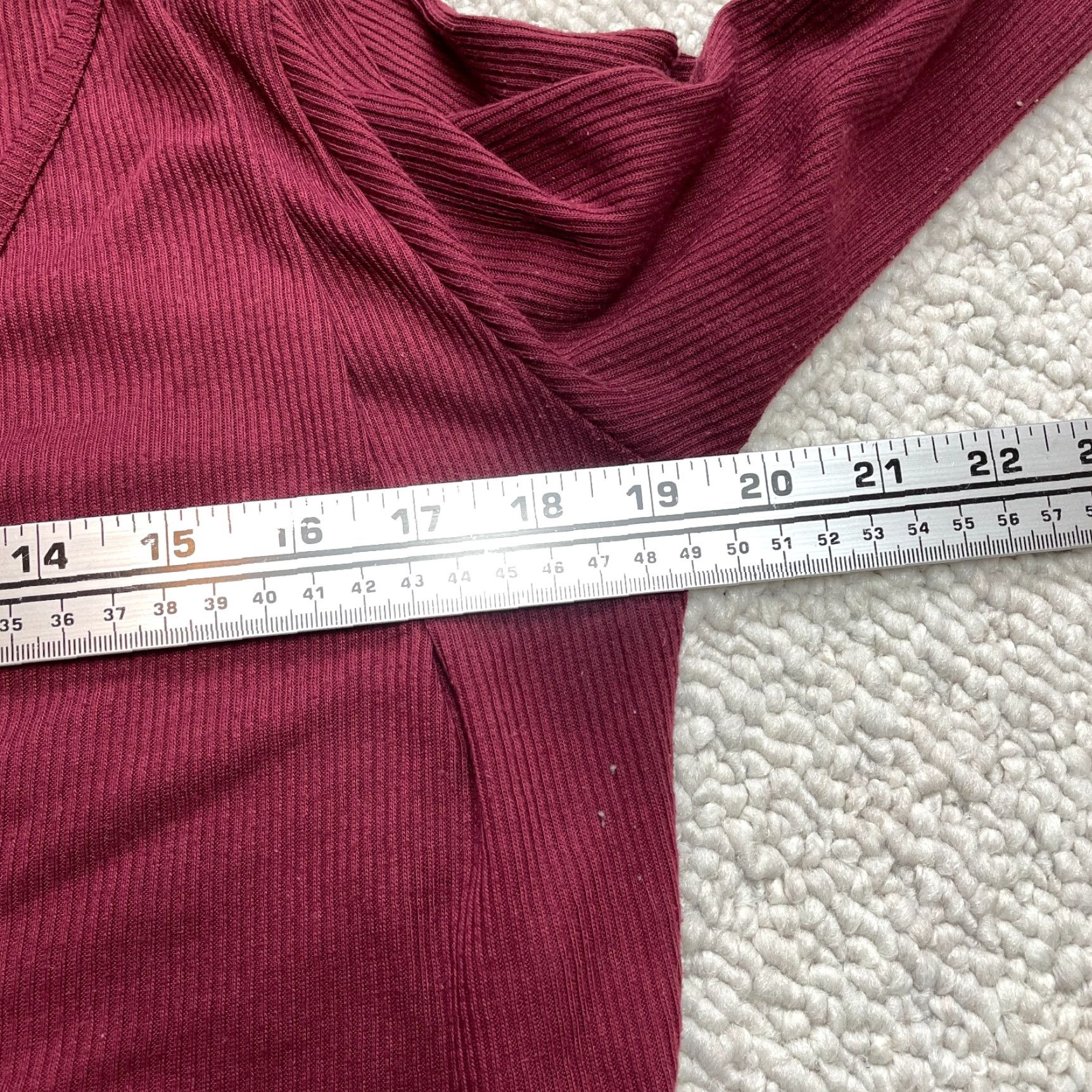 Boohoo VINTAGE Boohoo Blouse Shirt Womens 10 Red Ribbed Tie Waist Long Sleeve Wrap Jacket Solid Size L / US 10 / IT 46 - 4 Thumbnail