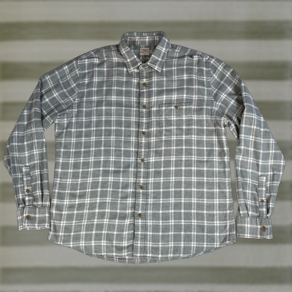 Faherty Faherty Button-Up Plaid Flannel Shirt XL Gray Cotton Organic (Men) Size US XL / EU 56 / 4 - 1 Thumbnail