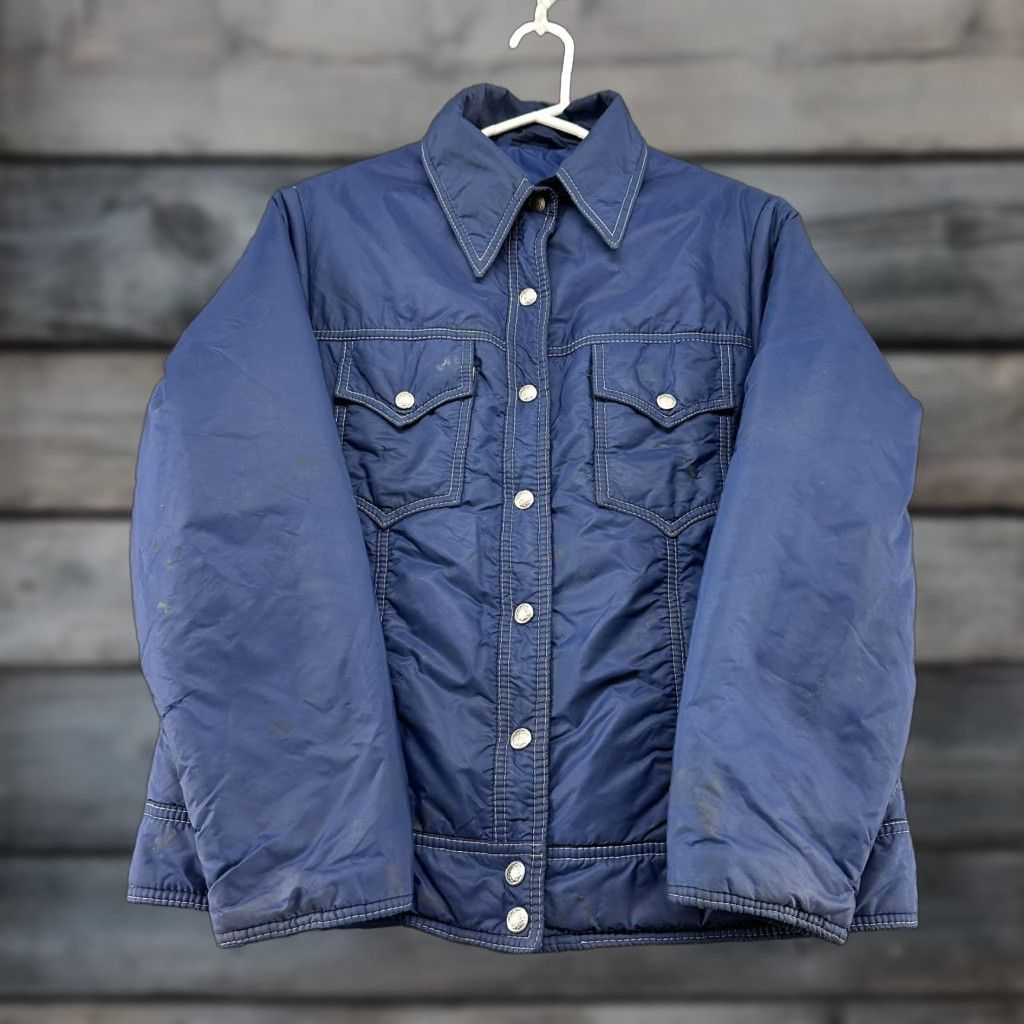 Vintage VINTAGE Black Bear Jacket Womens L Blue Navy Puffer Trucker Down Snap Talon 70s Size L / US 10 / IT 46 - 1 Thumbnail