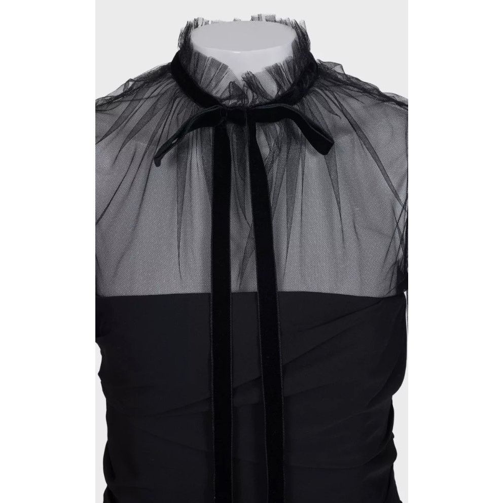 KHAITE Khaite Black Silk Cocktail Dress with Sheer Sleeves XS Size XS / US 0-2 / IT 36-38 - 4 Thumbnail