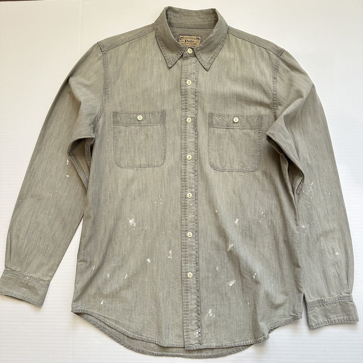 Polo Ralph Lauren New Polo Ralph Lauren Paint Splatter Denim Shirt Vintage Size US M / EU 48-50 / 2 - 1 Thumbnail