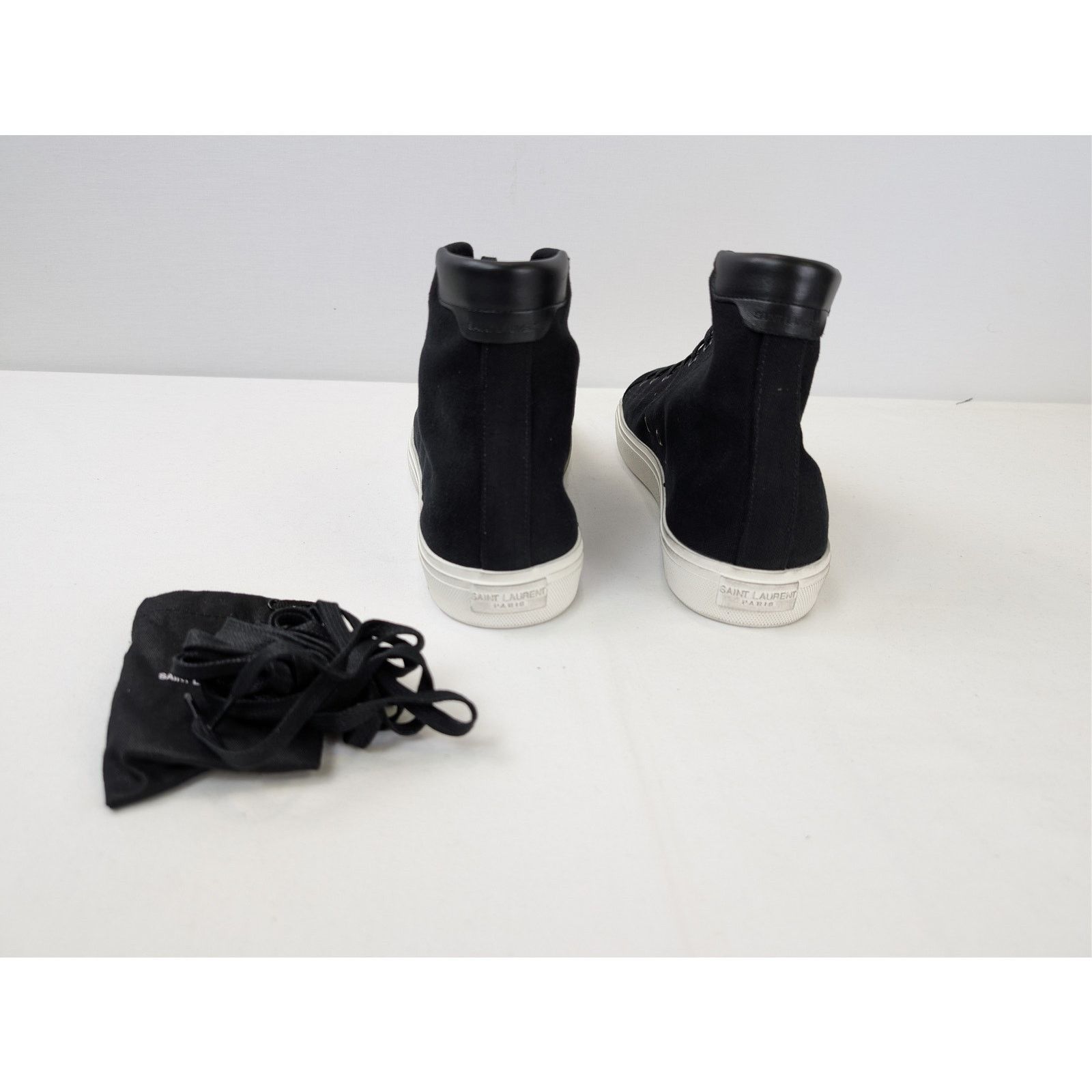 Saint Laurent Paris o1rshd1 Malibu Mid-Top Sneaker in black canvas and leather Size US 11 / EU 44 - 10 Thumbnail
