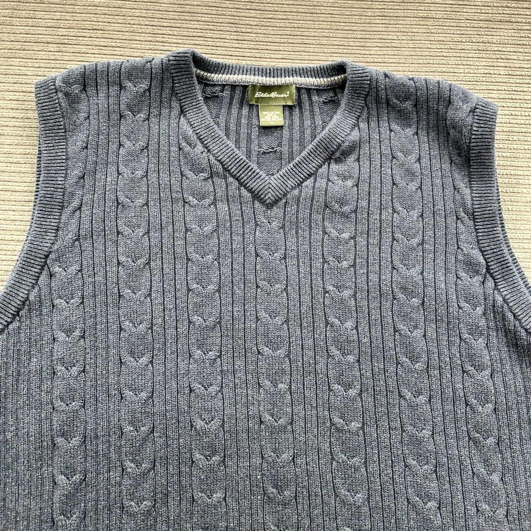 Eddie Bauer Eddie Bauer Vest Men XL Blue Cotton V-Neck Golf Preppy Knit Solid Sleeveless Vest Men's XL Blue Cotton V-Neck Golf Preppy Knit Solid 90s? Size US XL / EU 56 / 4 - 8 Thumbnail