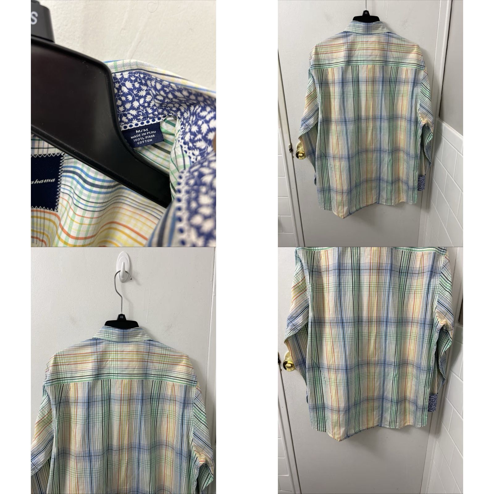 Tommy Bahama Tommy Bahama Shirt Mens Medium Multicolor Plaid 100% Pima Cotton Flip Cuff L/S Size US M / EU 48-50 / 2 - 8 Thumbnail