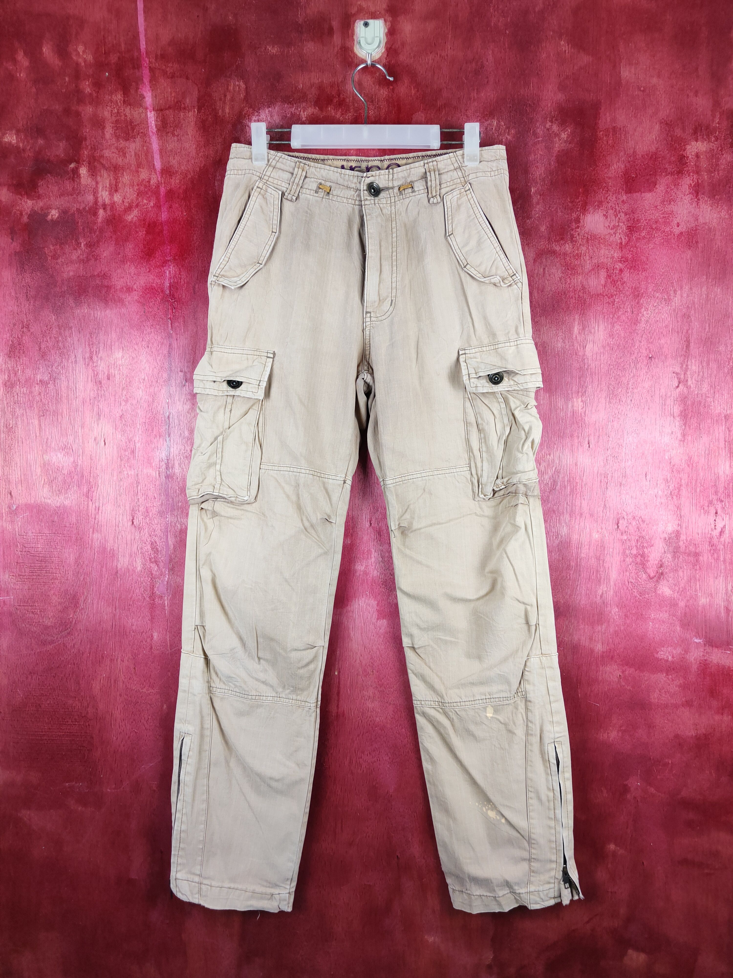 Japanese Brand Ikka Brown Multipocket Tactical Cargo Pants #S2227 Size US 31 - 1 Thumbnail