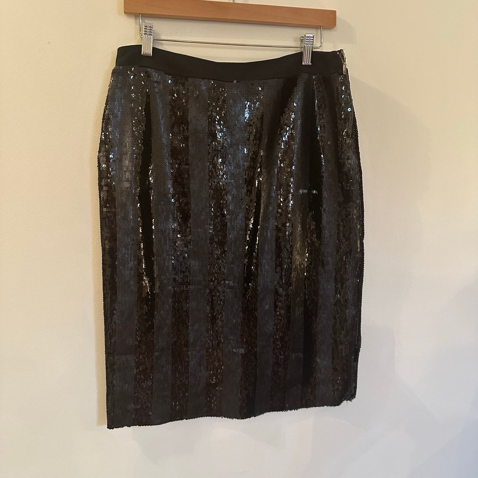 Other Pertegaz Sequin Black Stripe Skirt sz 8 Midi Pencil Skirt Size 30" / US 8 / IT 44 - 5 Thumbnail
