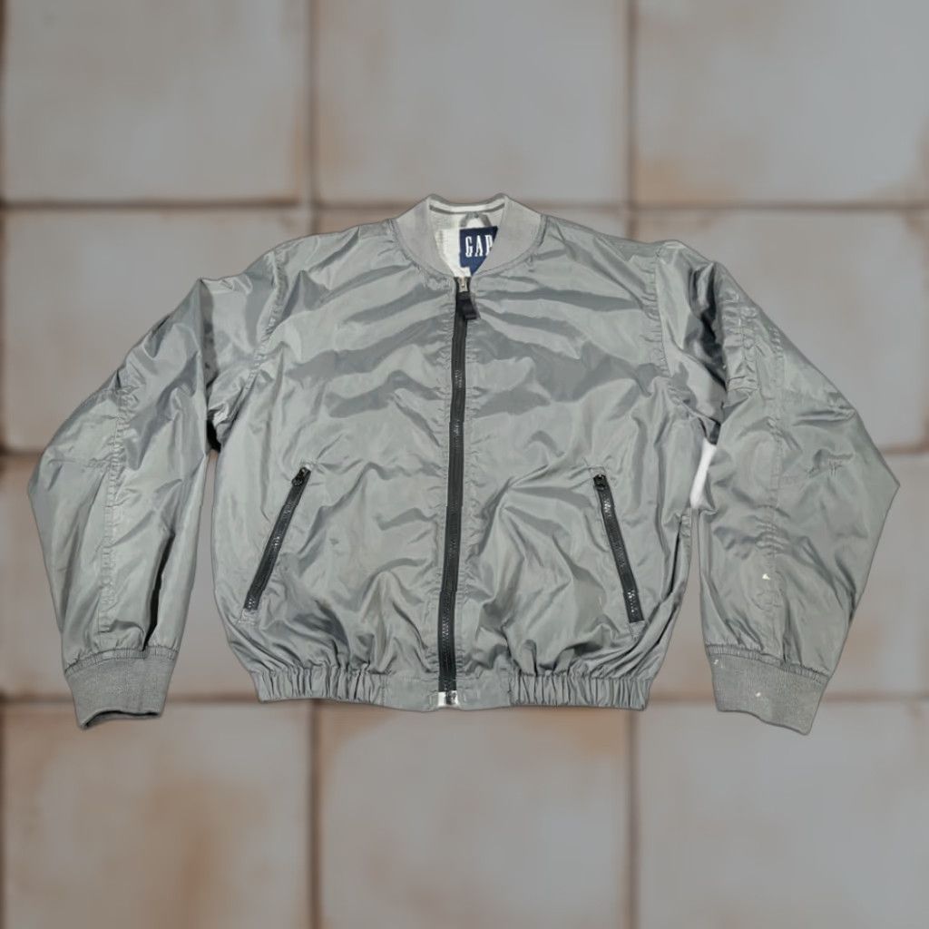 Gap VINTAGE Gap Jacket Bomber Jacket MA1 Flight Nylon Military 90s Gray Adult SMALL Mens Size US S / EU 44-46 / 1 - 1 Thumbnail
