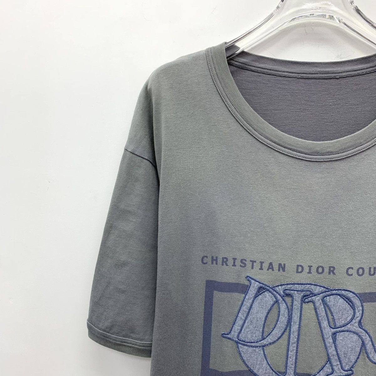 Dior Dior 24SS Grey Logo Printed Cotton Crew Neck T-shirt K26WX Size US XXL / EU 58 / 5 - 3 Thumbnail