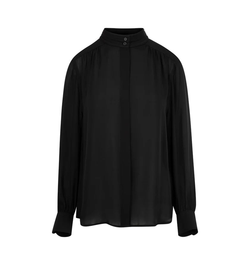 Nili Lotan o1h1sh11225 Revi Silk Blouse in Black Size L / US 10 / IT 46 - 1 Thumbnail