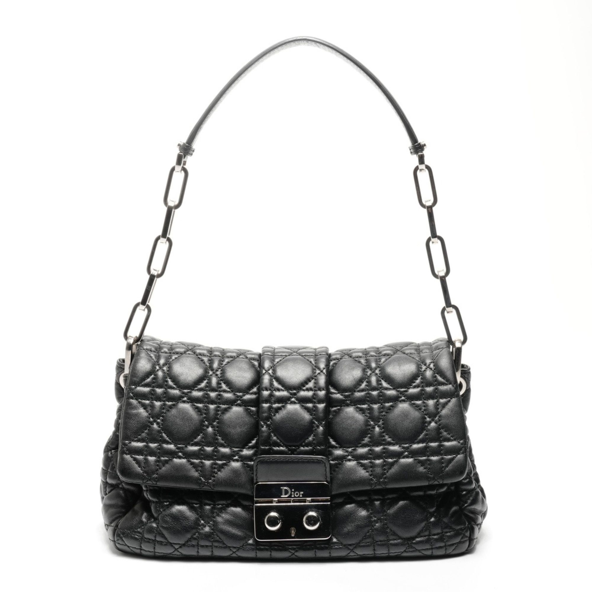 Dior Christian Dior Cannage Lambskin Lady Flap Shoulder Bag in Black ...