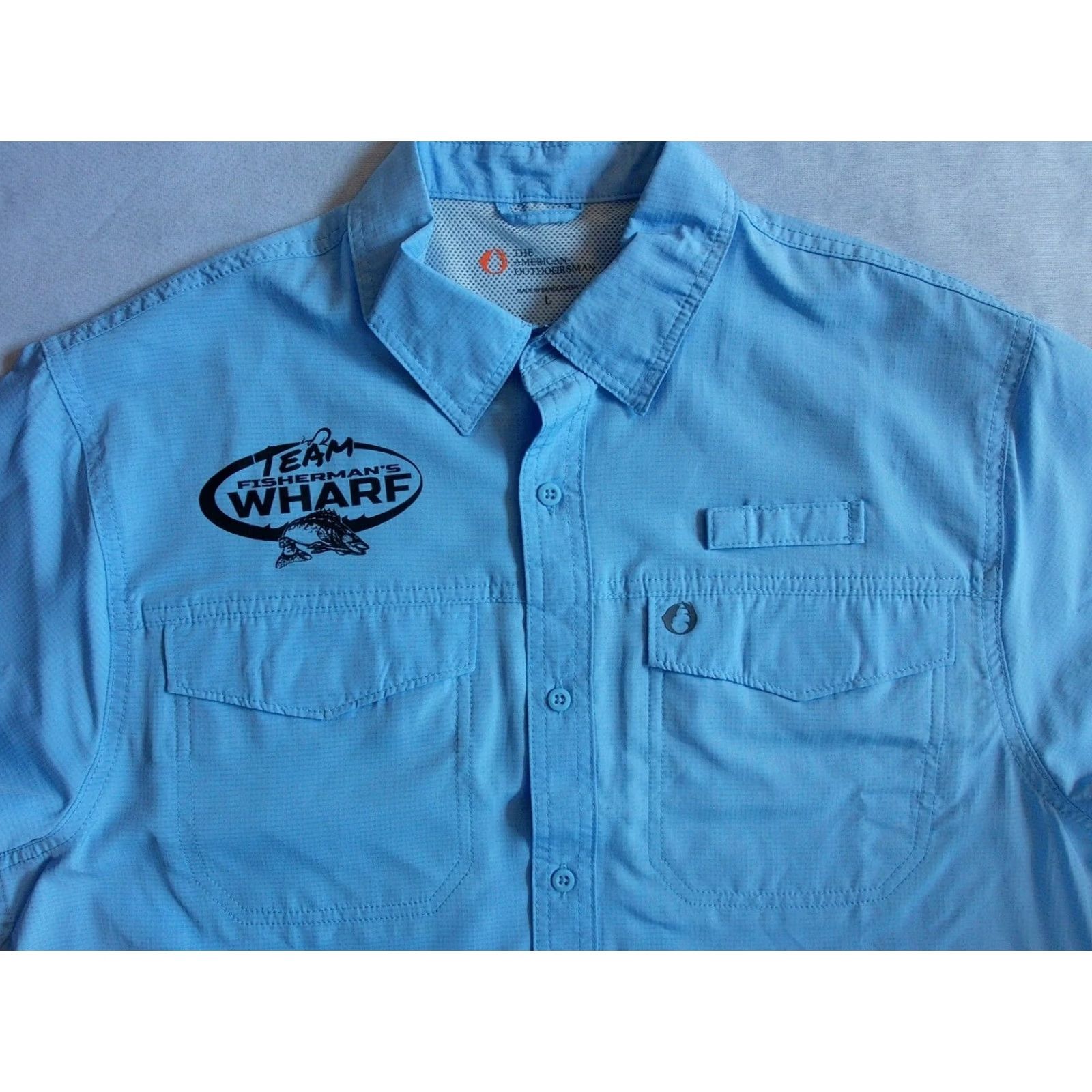 Vintage FISHERMAN'S WARF Port Clinton Ohio Fishing Shirt Men's L The American Outdoorsman Blue Short Sleeve Button-Up Casual Vintage: No Size US L / EU 52-54 / 3 - 5 Thumbnail