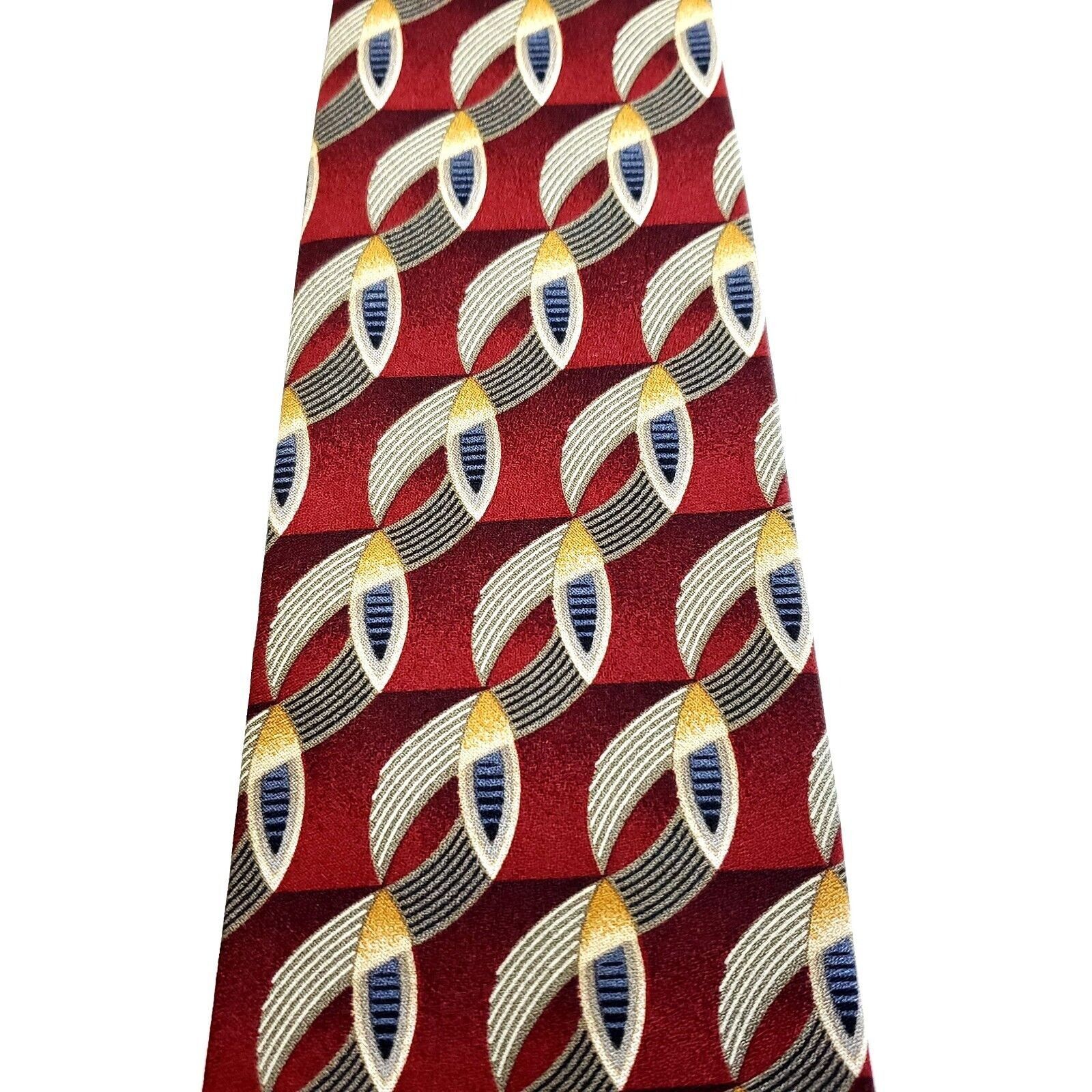 Perry Ellis Perry Ellis Portfolio Red Beige Silk Tie Woven Short Wide Ge Size ONE SIZE - 2 Thumbnail