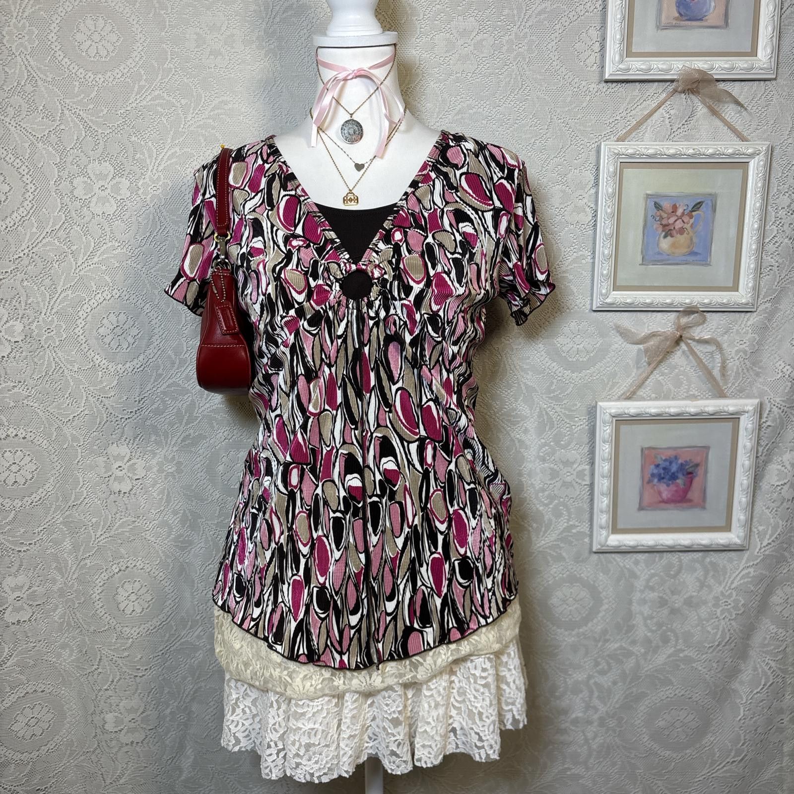 Other y2k office siren polka dot blouse with ring detail Size M / US 6-8 / IT 42-44 - 4 Thumbnail