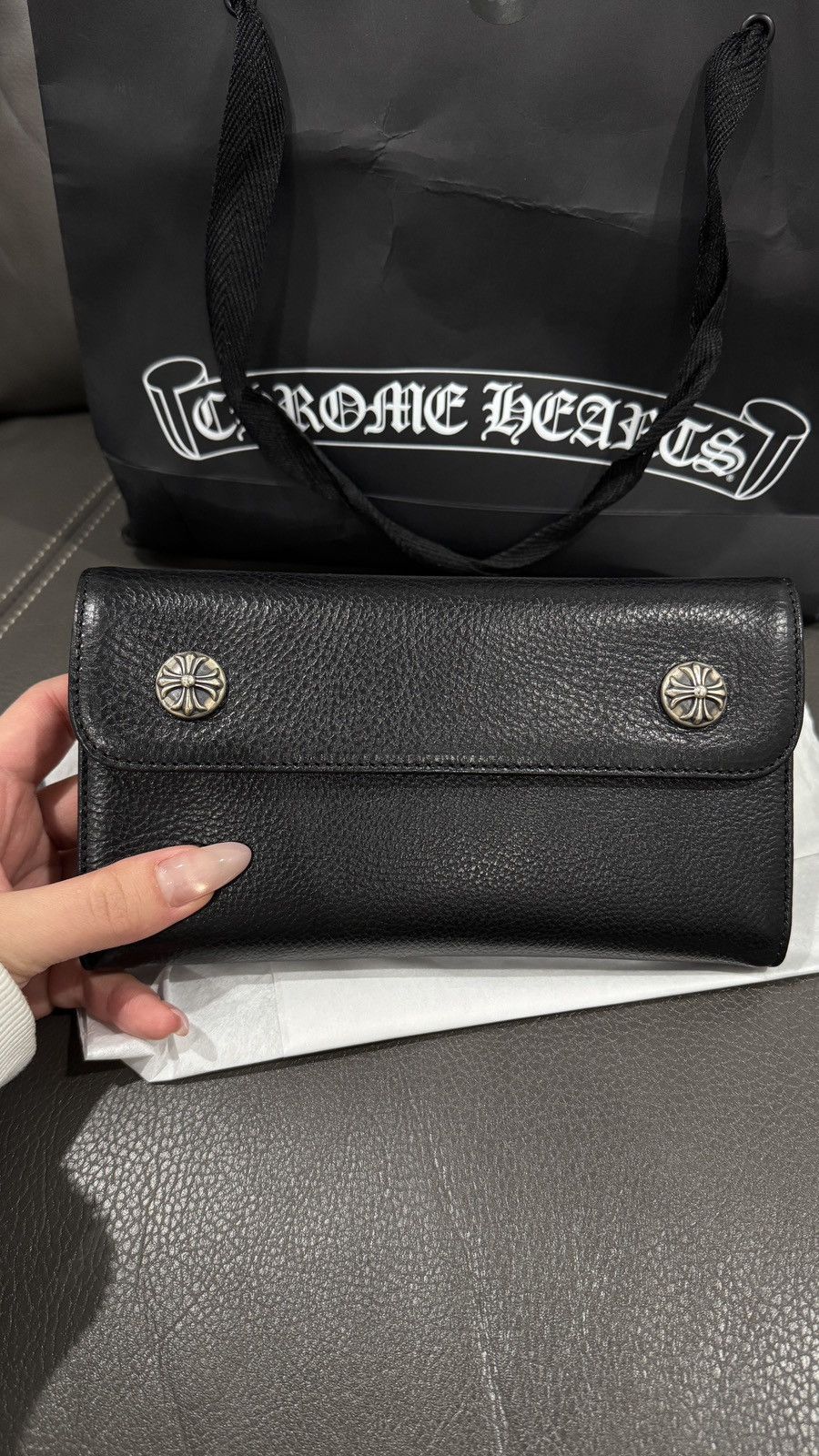 Chrome Hearts Wave Cross Ball Heavy Leather Long Wallet Size ONE SIZE - 1 Thumbnail