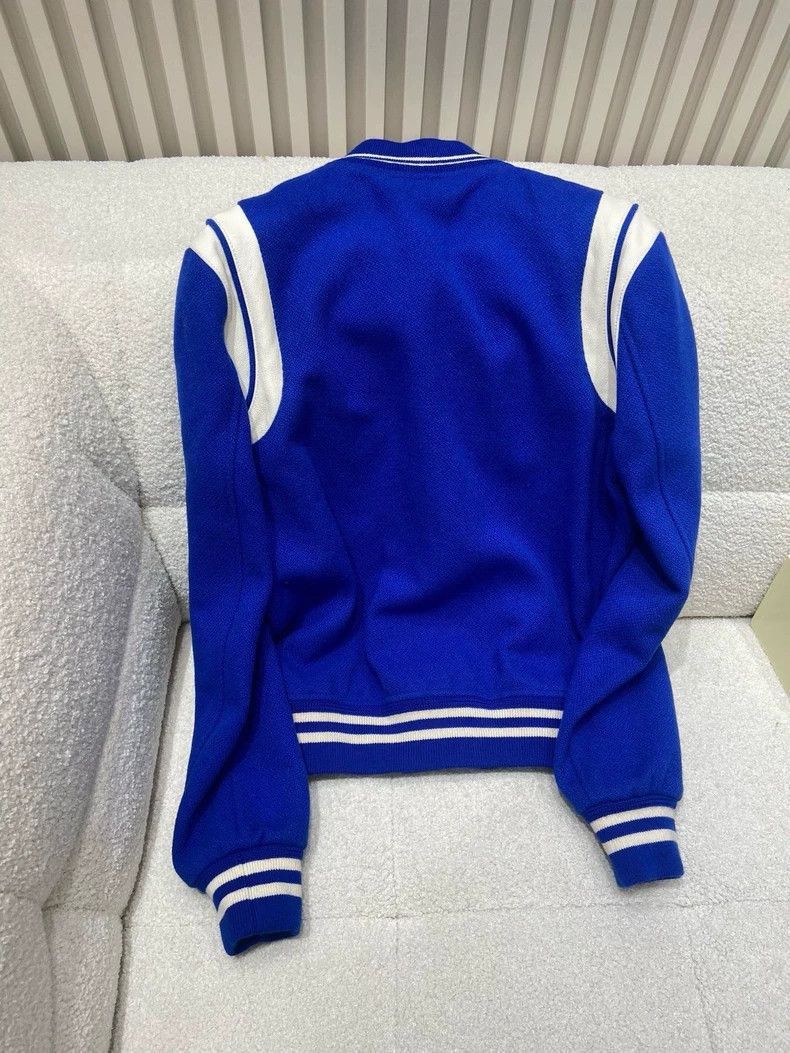 Saint Laurent Paris Saint Laurent Blue Varsity Bomber Jacket- Size US M / EU 48-50 / 2 - 2 Thumbnail
