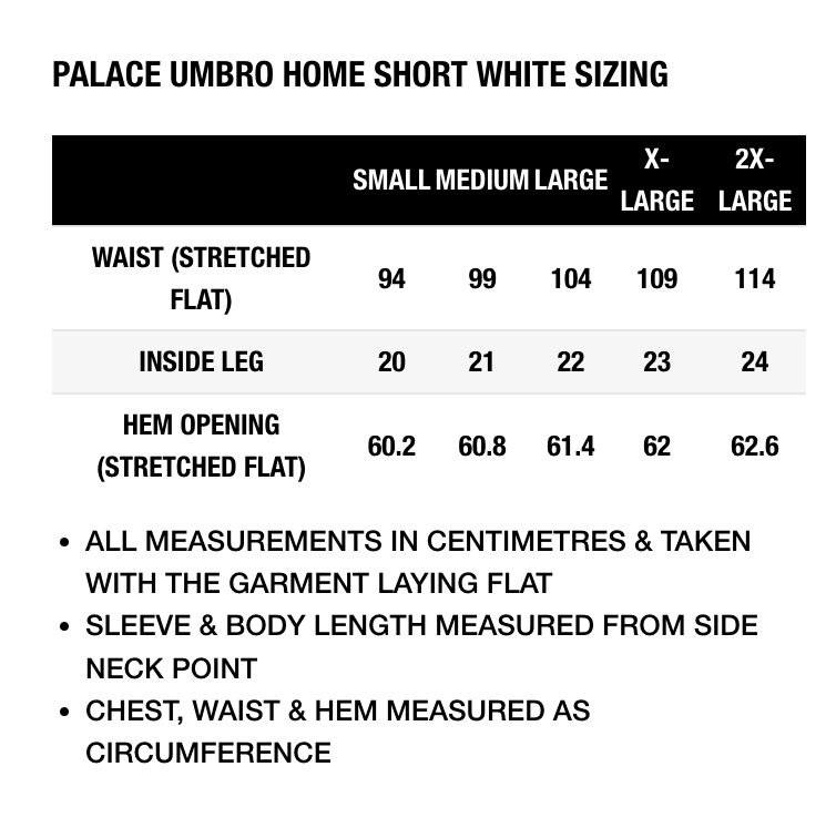 Palace Palace / Umbro Home Shorts White (Small) | Grailed