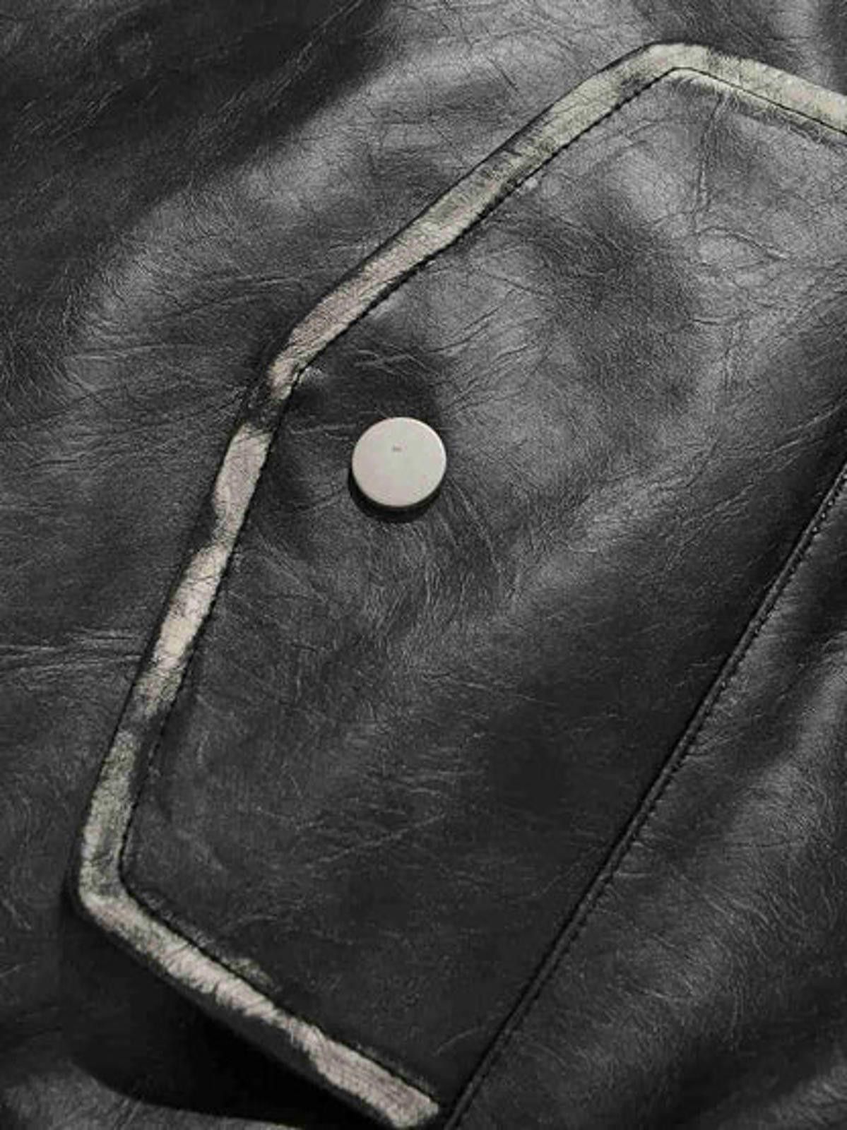 Leather Retro Distressed Washed PU Leather Cotton Jacket Size US M / EU 48-50 / 2 - 5 Thumbnail
