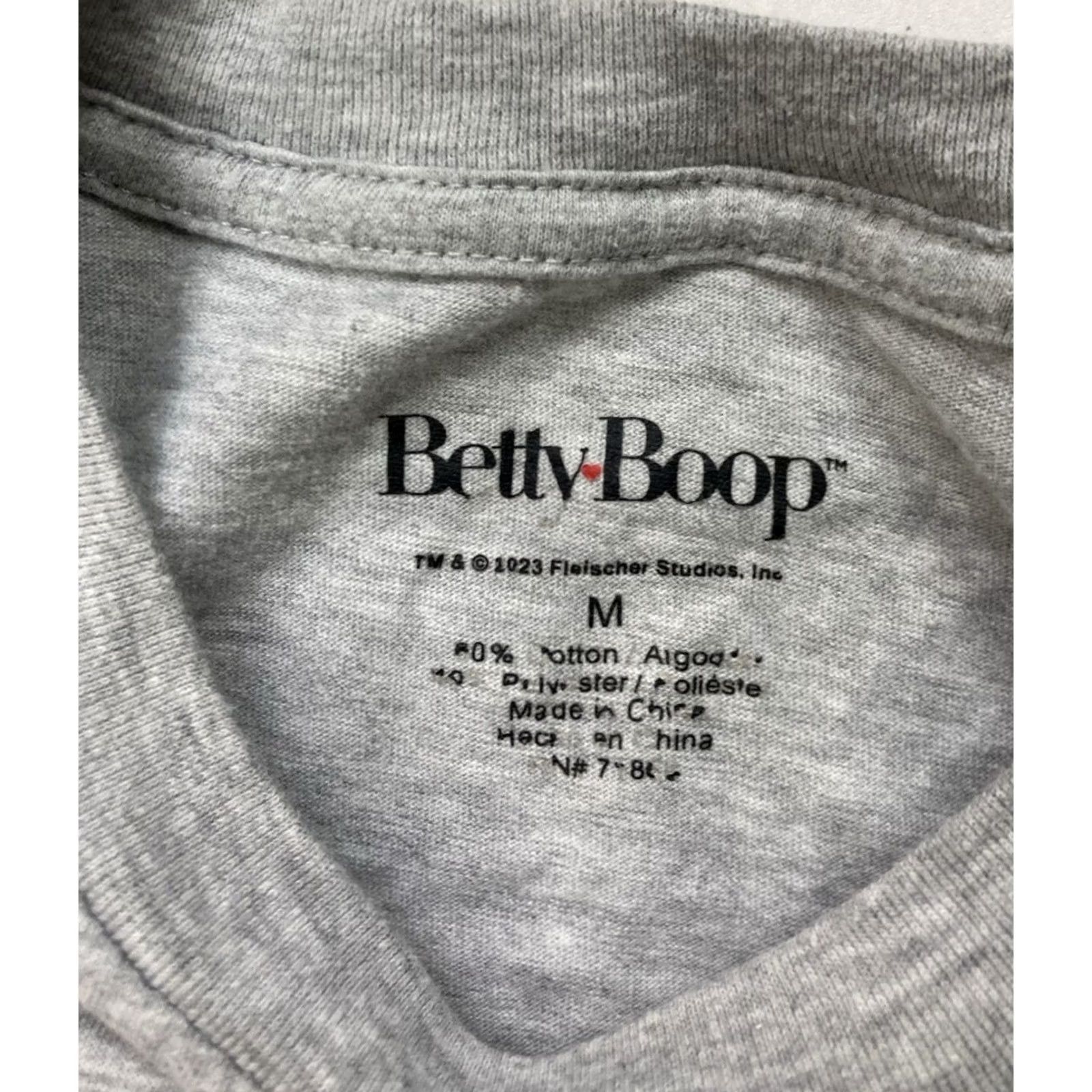 Vintage Betty Boop T-shirt Women Medium Gray Short Sleeve Crew Neck Pullover Cotton Regular Size M / US 6-8 / IT 42-44 - 4 Thumbnail