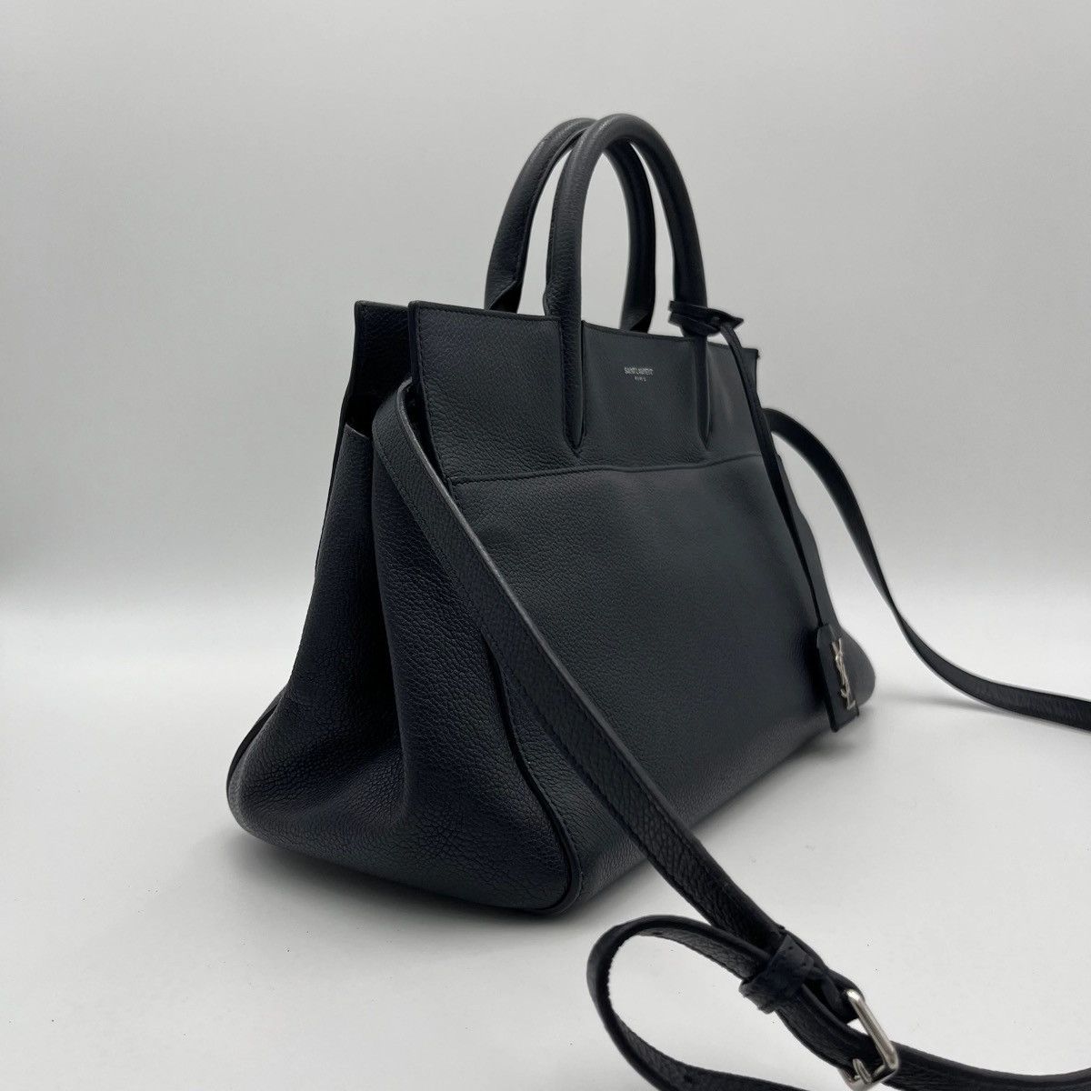 Yves Saint Laurent YSL Navy Blue Leather Rive Gauche Cabas Small Tote Size ONE SIZE - 2 Thumbnail