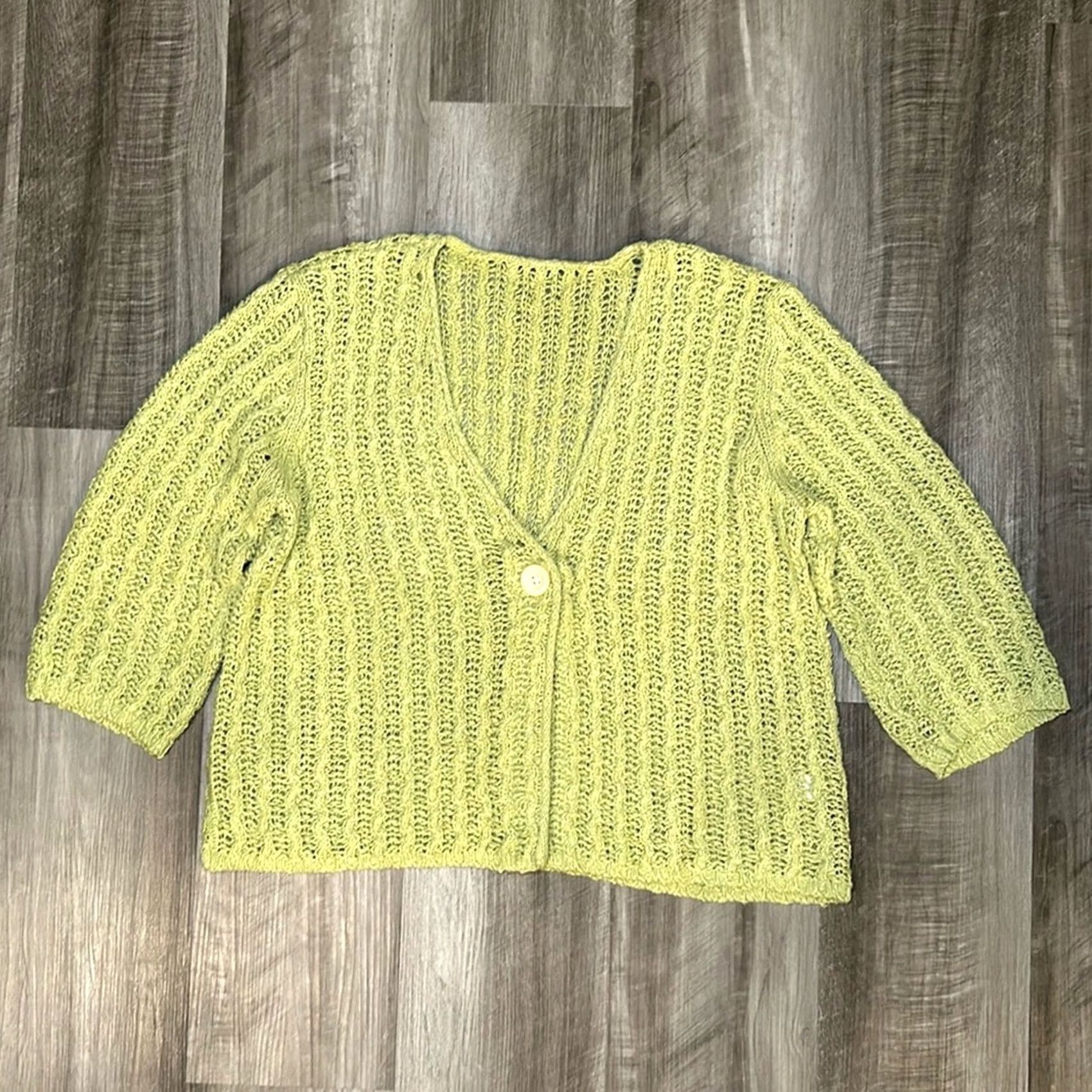J. Jill J. Jill Knit Single Button Cardigan Sweater Large Women Green Cardigan Sweater L Womens Size L / US 10 / IT 46 - 2 Thumbnail