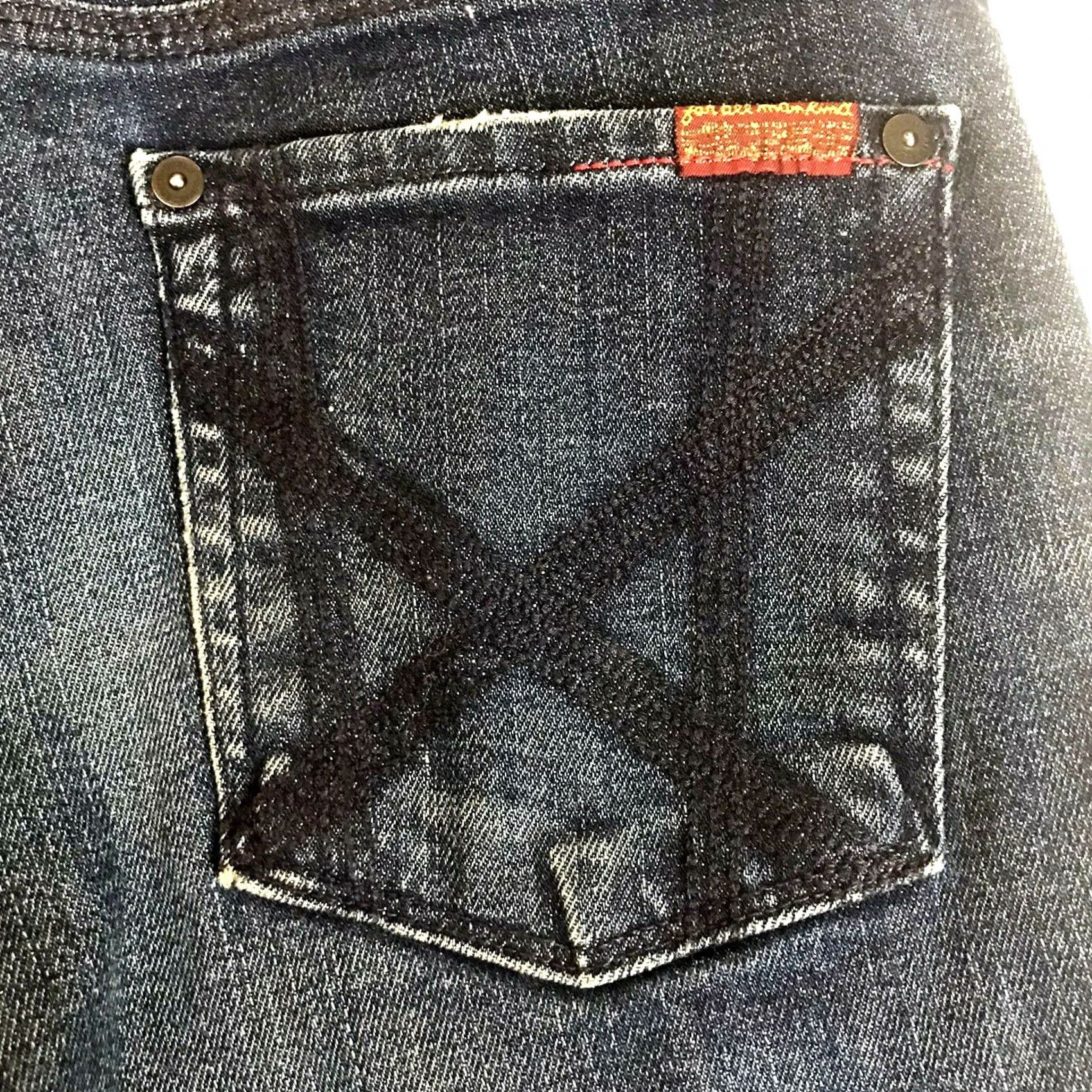 7 For All Mankind VINTAGE? 7 For All Mankind Jeans Mia Crop Womens 27 Distressed Embroidered Blue USA Crop Cuffed 20in Inseam Slim Stretch Belt Loops 5-Pocket Denim Size 27" / US 4 / IT 40 - 5 Thumbnail