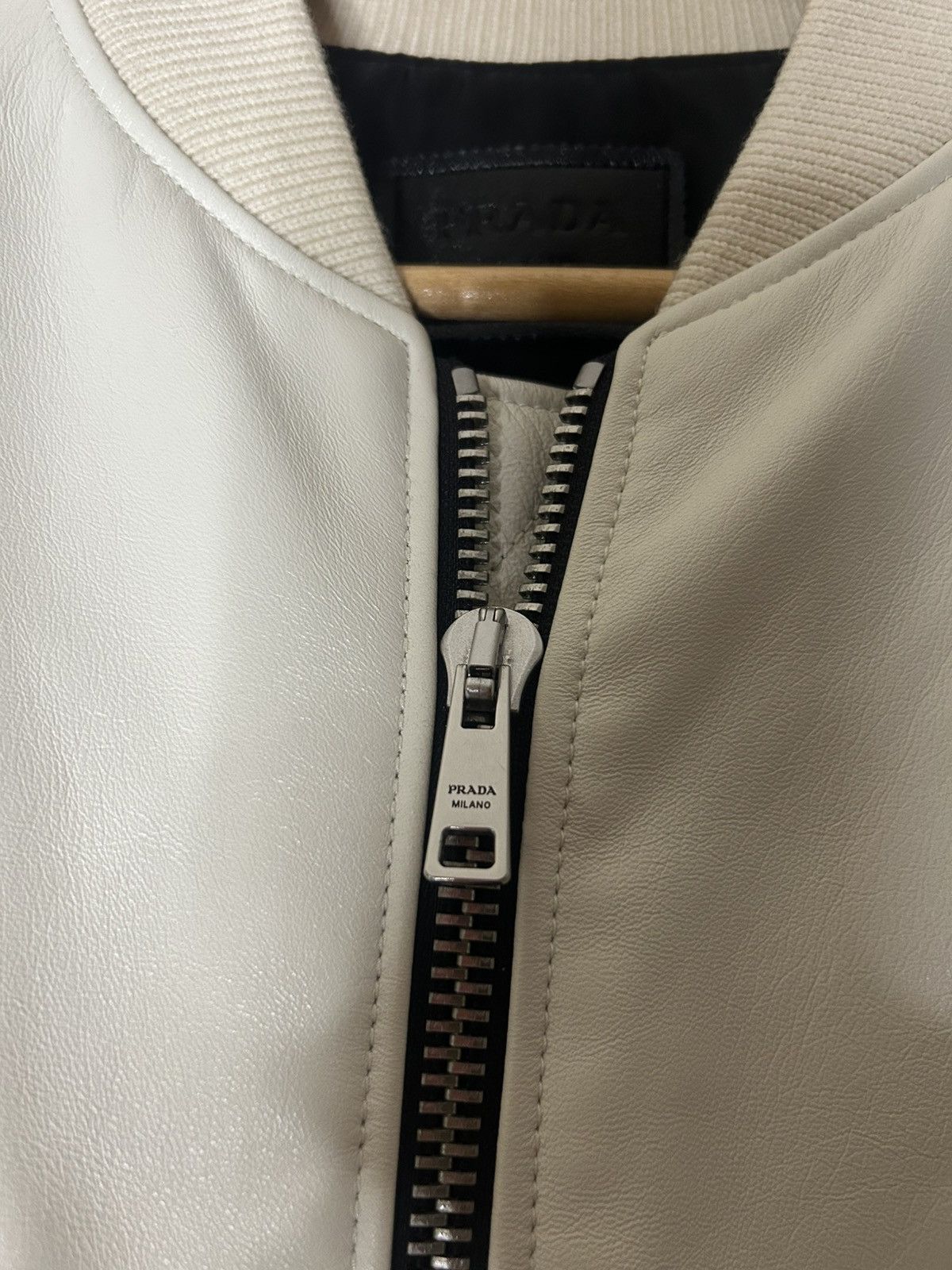 Prada Prada Raf Simons White Leather Bomber Size US L / EU 52-54 / 3 - 5 Thumbnail