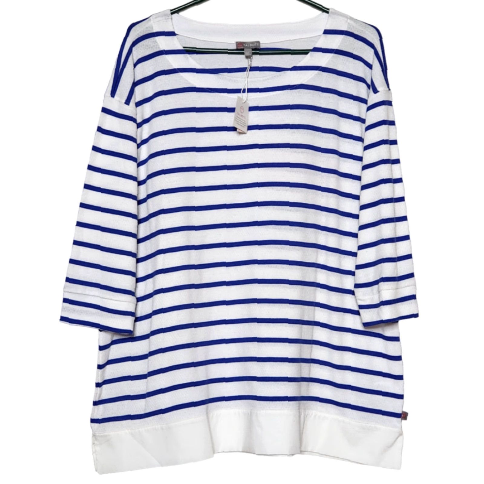 Talbots Talbots Womens X Knit Sweater 100% Cotton Pullover 3/4 Sleeve Striped XS? Size XL / US 12-14 / IT 48-50 - 2 Thumbnail