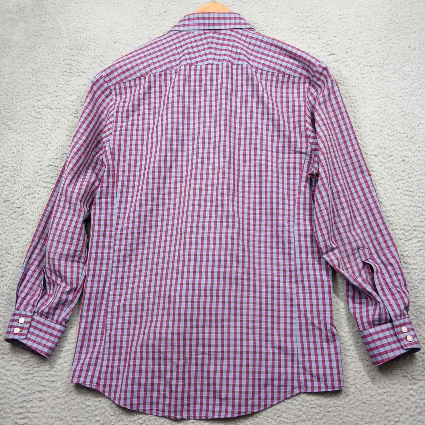 Vintage Thomas Pink Dress Shirt Slim Fit Men's 16.5 Purple Blue Size 46R - 3 Thumbnail